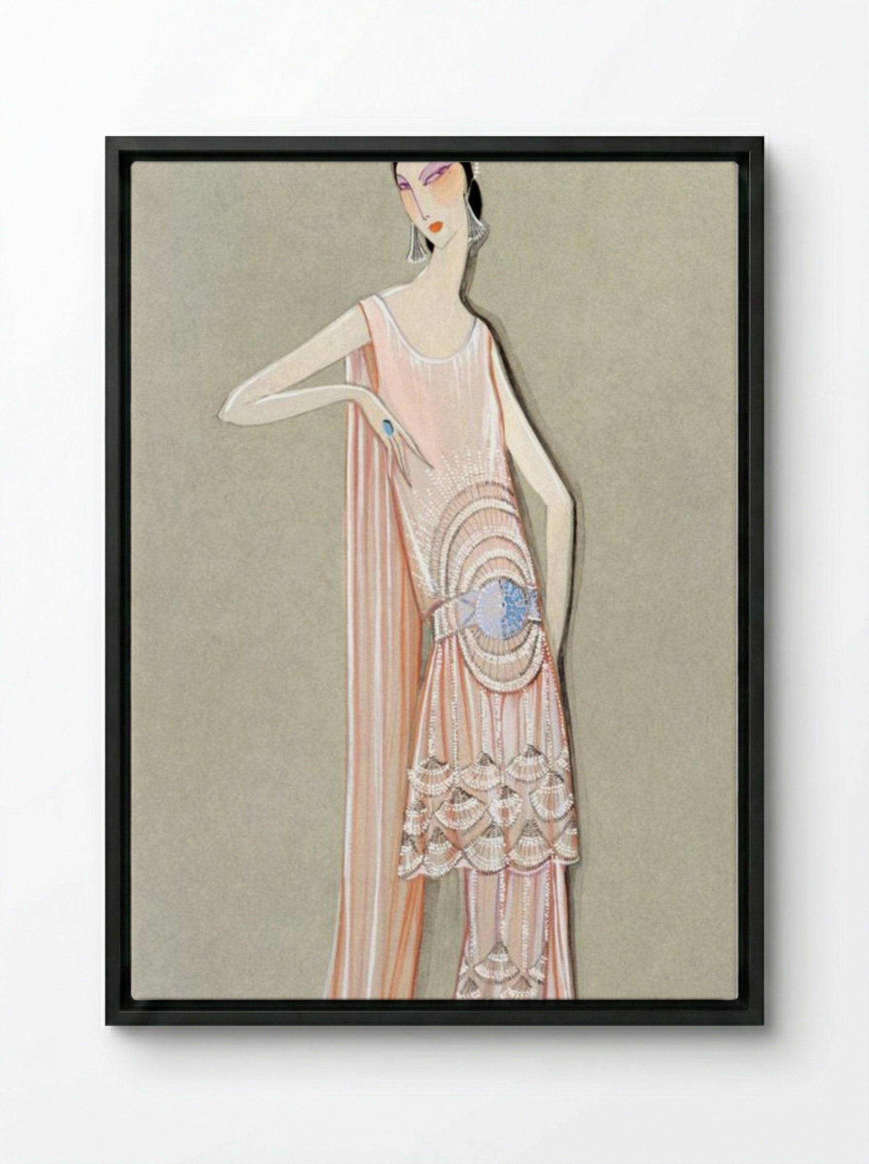 Projet de Robe, Février, La Sirène (1924) - Fine Art Print - Framed Canvas Black