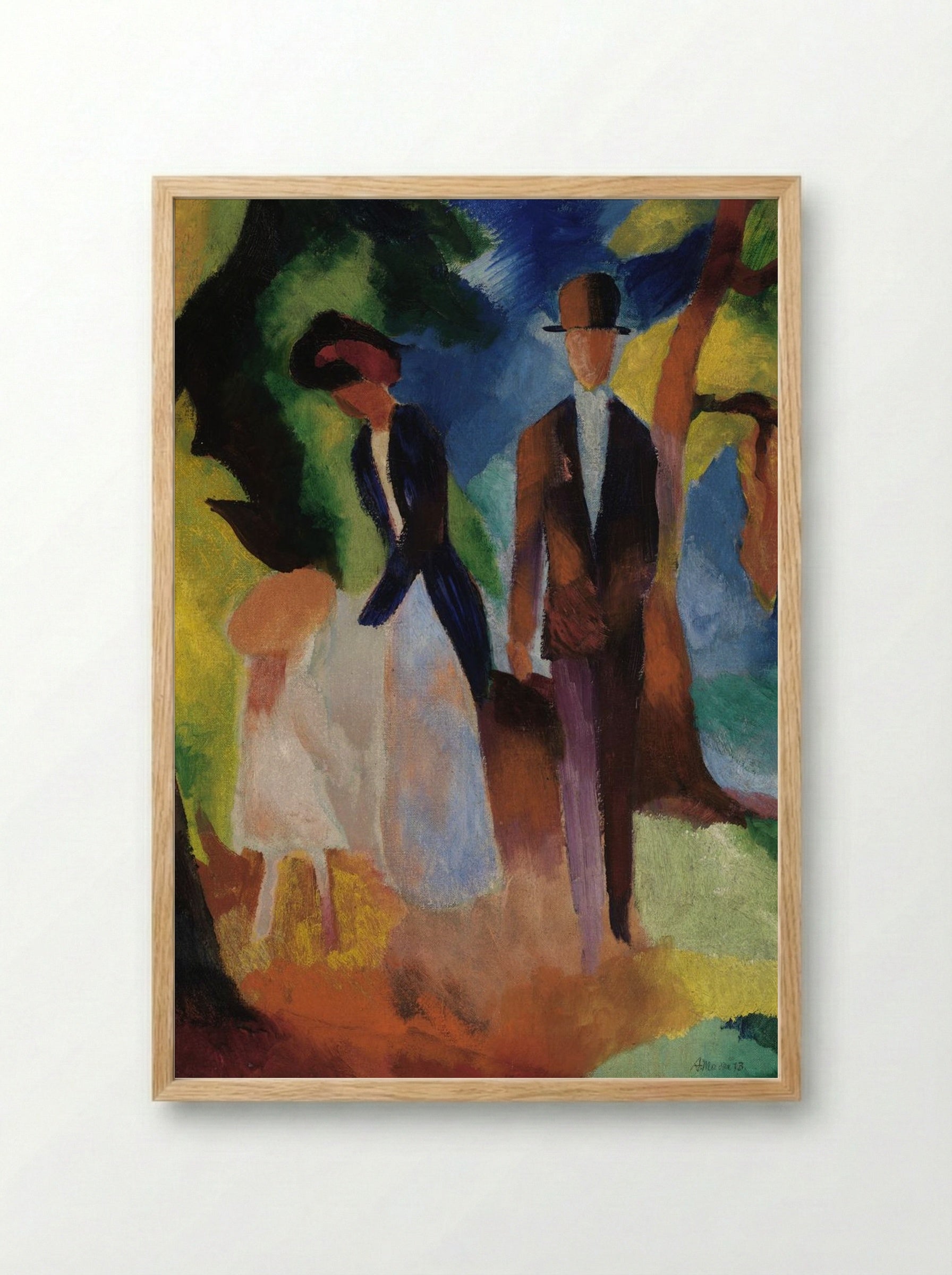 People by a Blue Lake - August Macke - Framed Print Wood