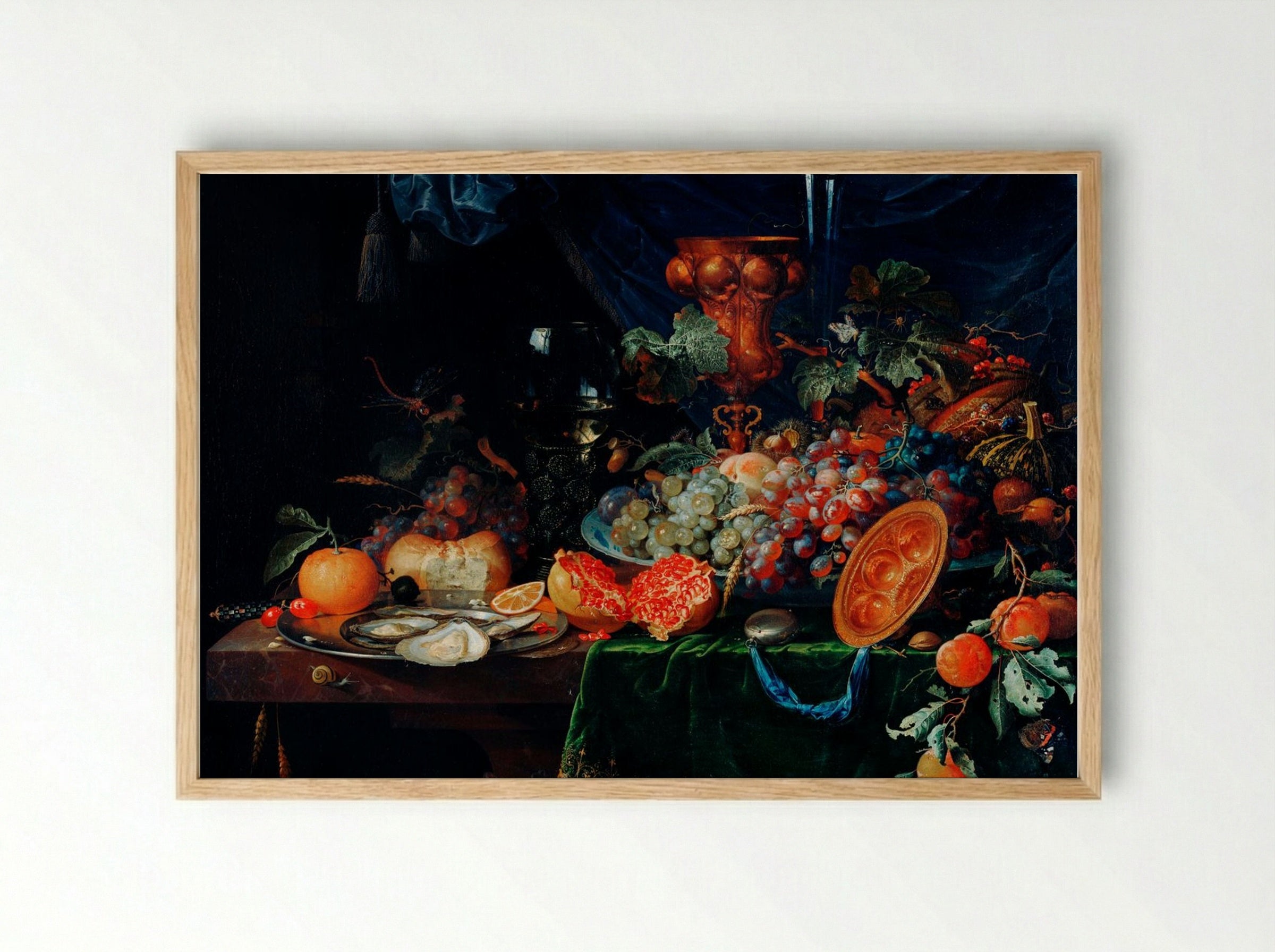 Fruits and Oysters - Abraham Mignon - Framed Print Wood