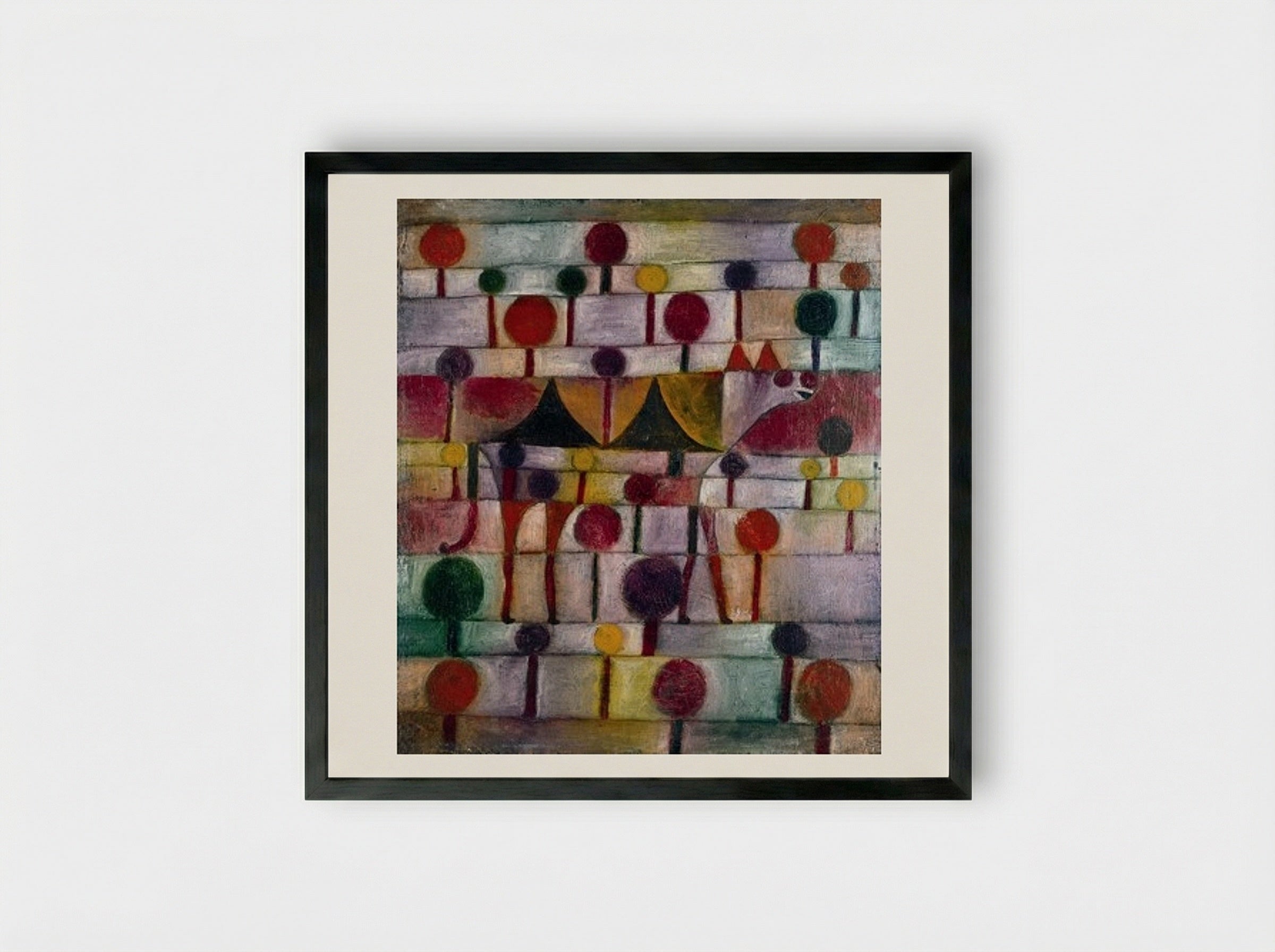 Camel in Rhythmic Tree Landscape - Paul Klee - Framed Print Black