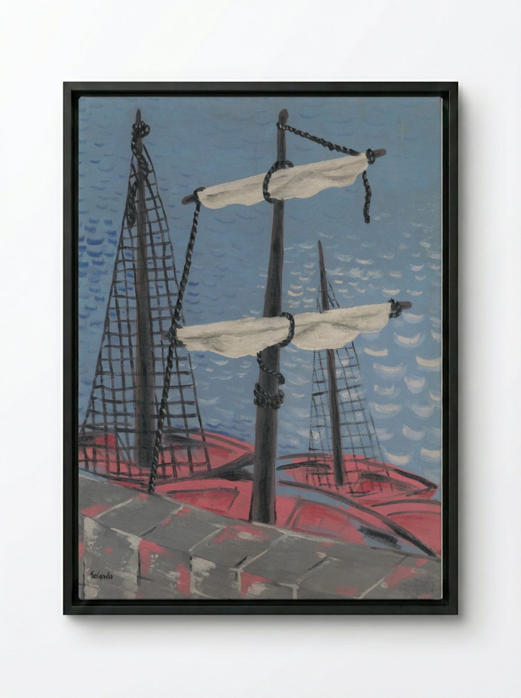 Fishing Boats - Mikuláš Galanda - Framed Canvas Black