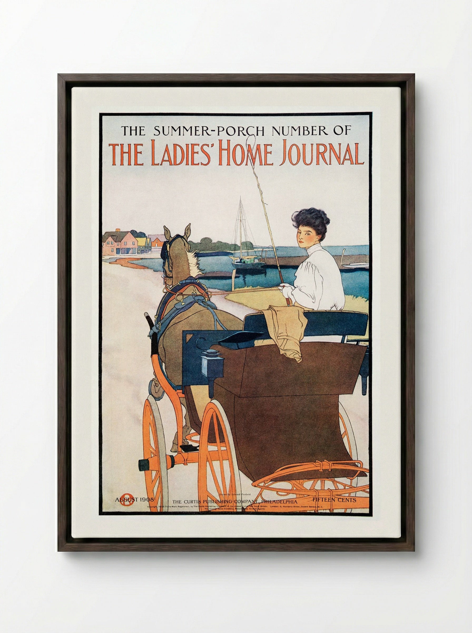 The Summer-Porch Number of The Ladies' Home Journal - Edward Penfield - Framed Canvas Dark Wood