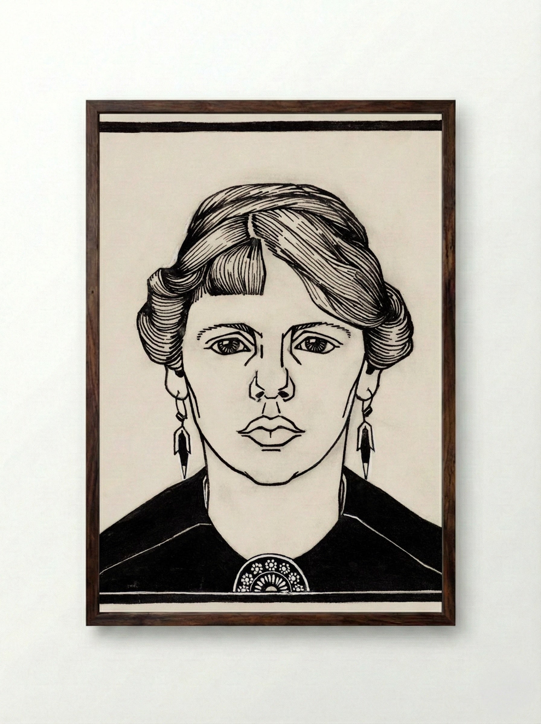 Portrait of a Woman - Julie de Graag - Framed Print Dark Wood
