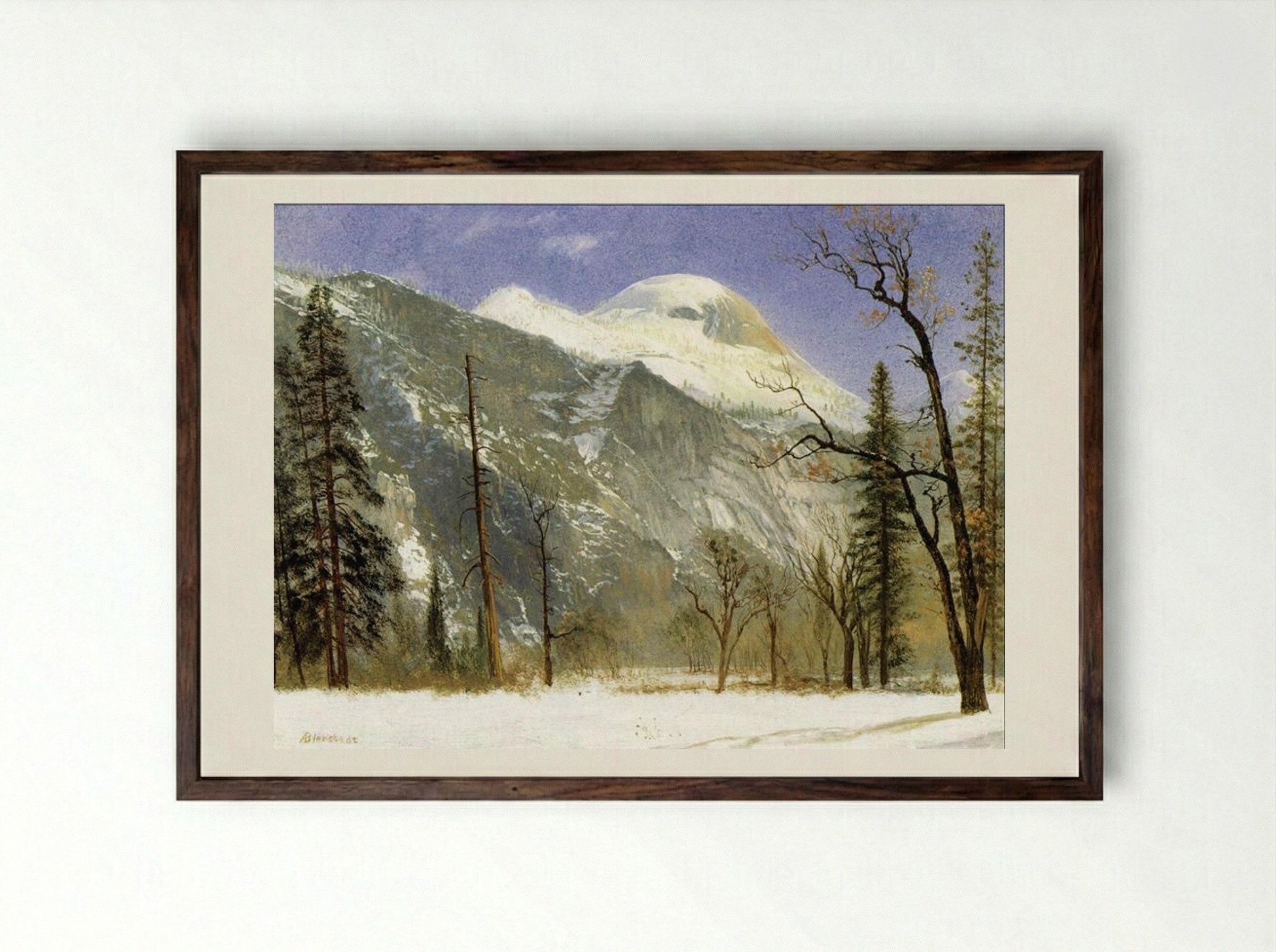 Winter in Yosemite Valley - Albert Bierstadt - Framed Print Dark Wood
