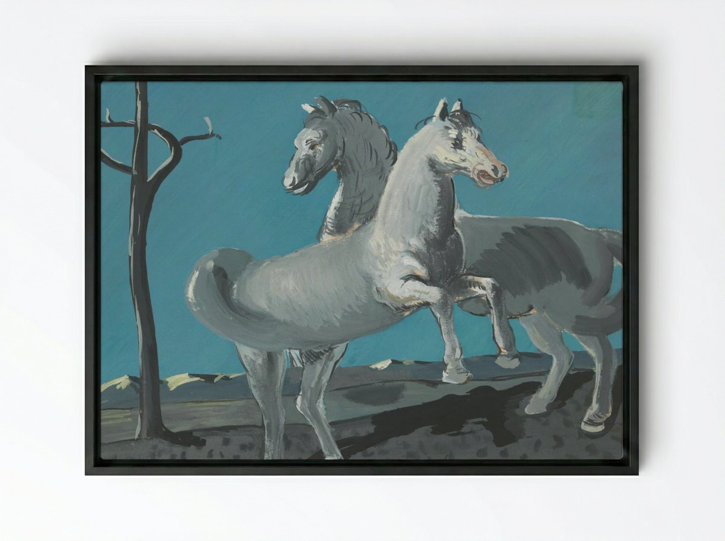 Study of Horses - Cyprián Majerník - Framed Canvas Black
