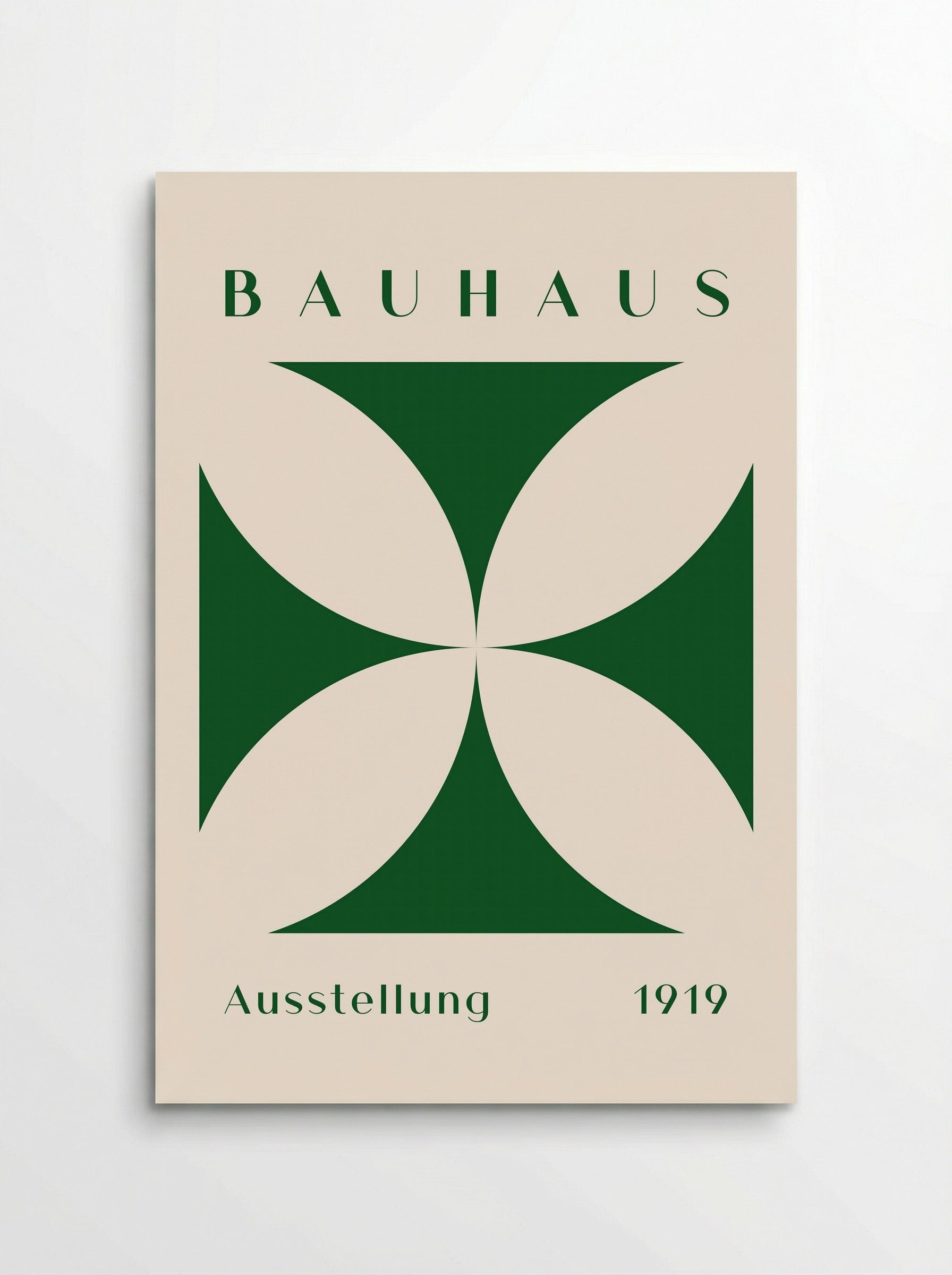 Bauhaus Cross Form - Green on Cream (1919) - Poster