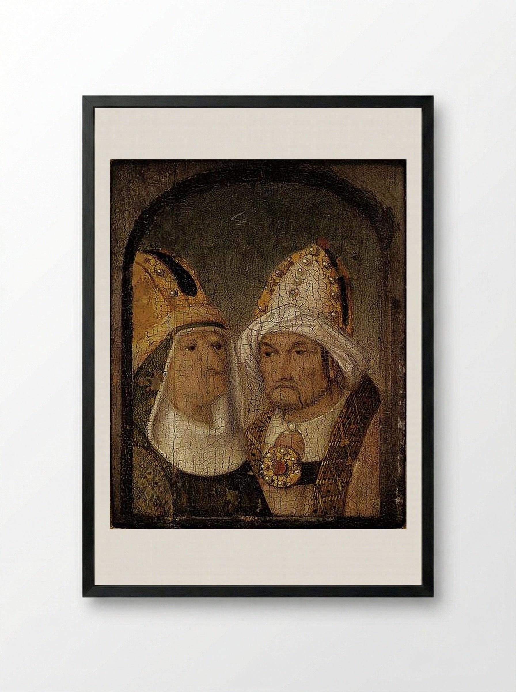 Two Male Heads (Portrait) - Fine Art Print - Framed Print Black