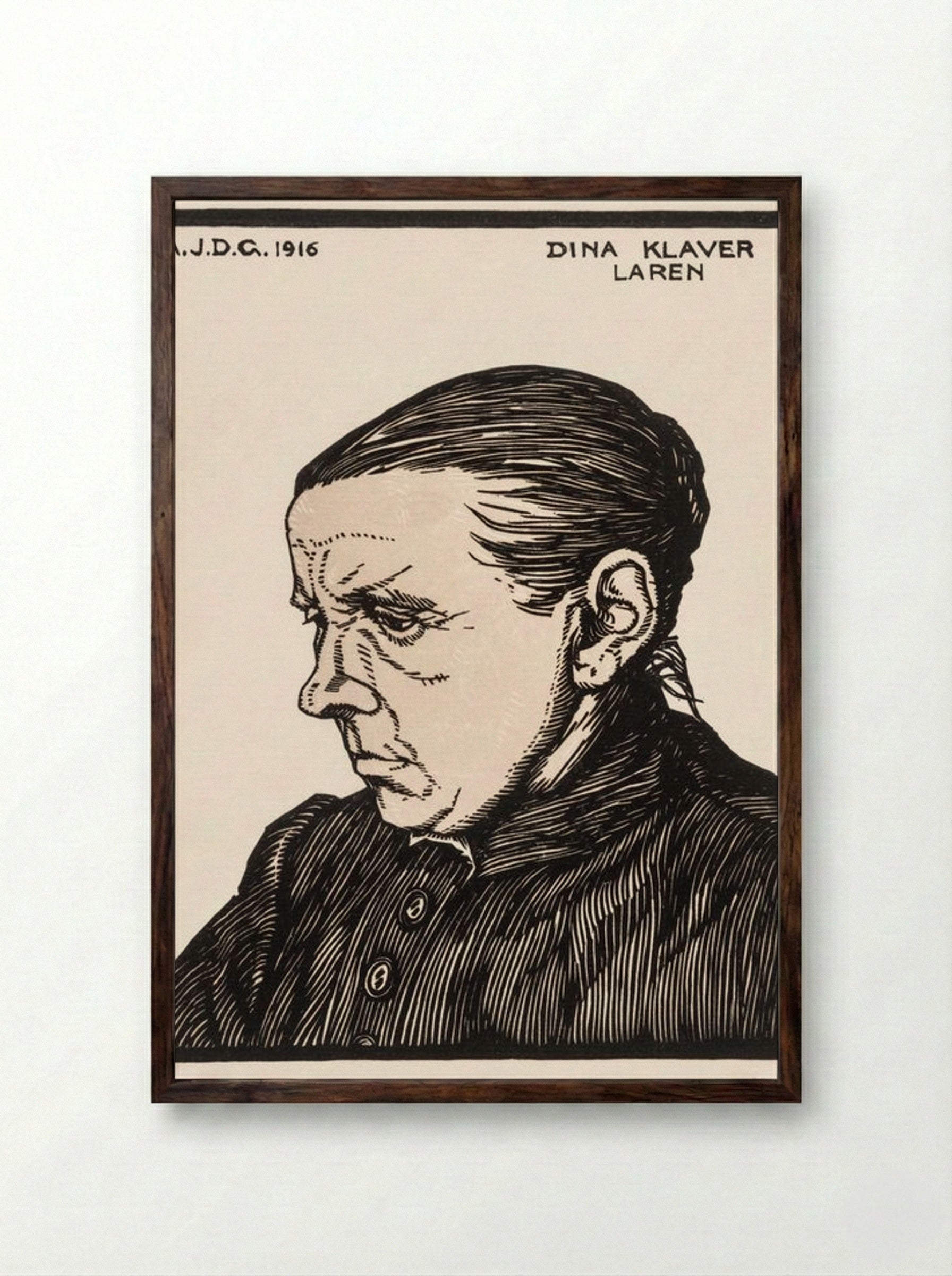 Portrait of Dina Klaver - Julie de Graag - Framed Print Dark Wood