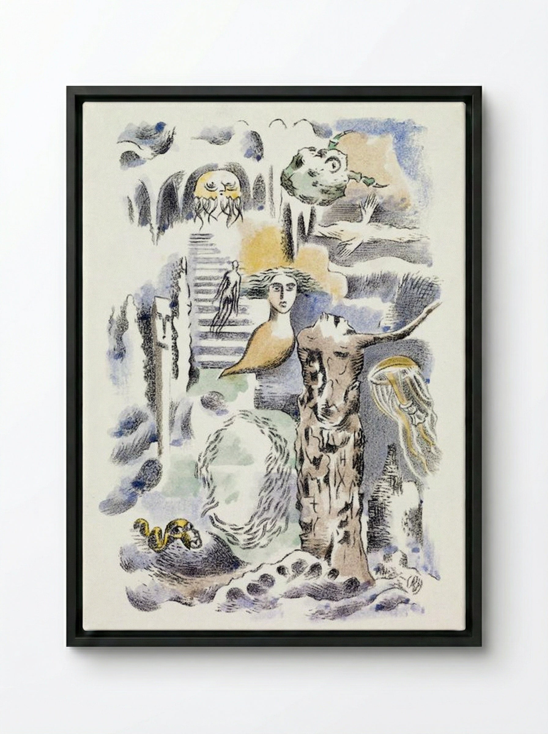 Design for Urne Buriall and Ghosts - Paul Nash - Framed Canvas Black