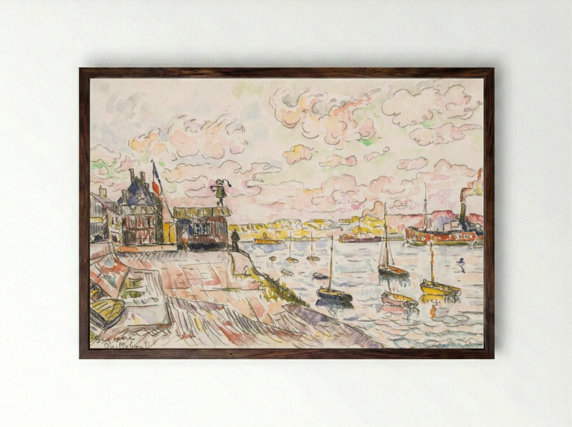Quilleboeuf - Paul Signac - Framed Print Dark Wood