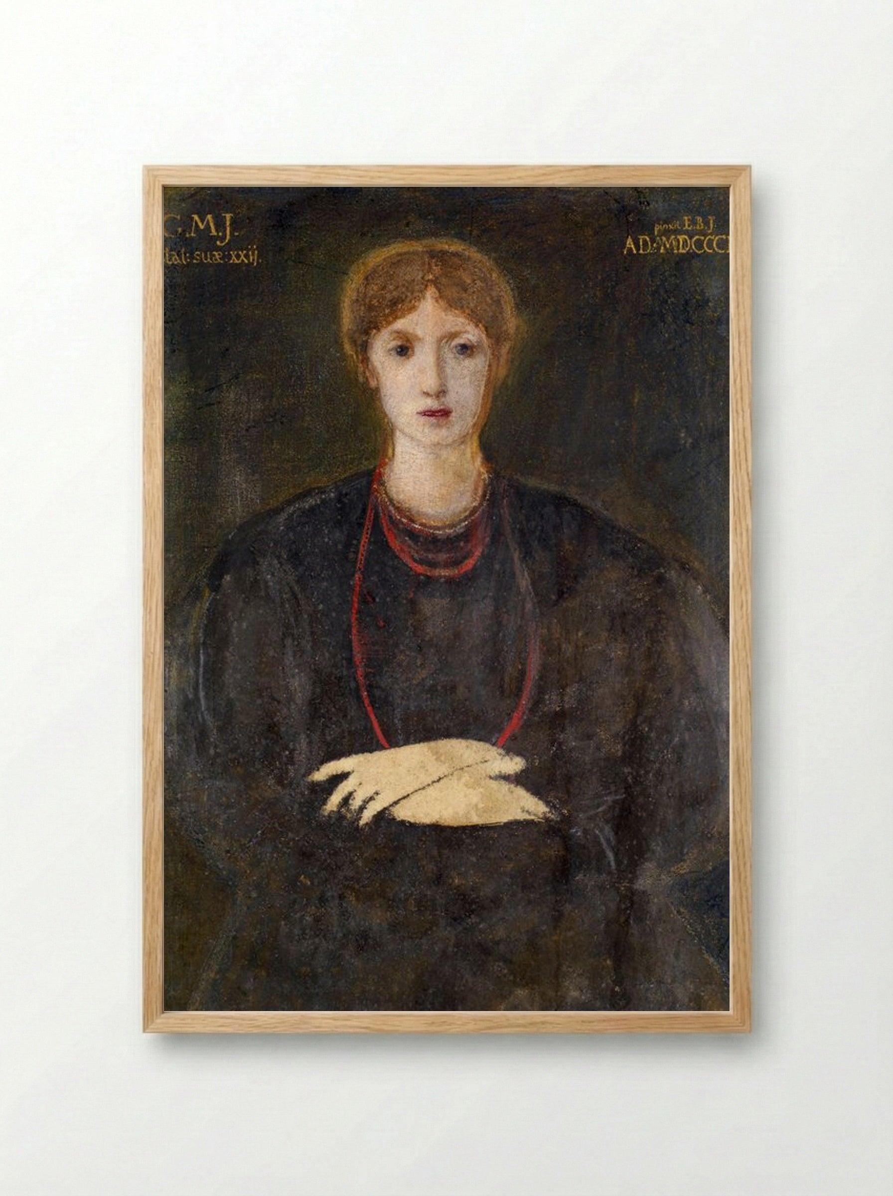 Portrait of Georgiana Burne-Jones at Age 22 - Edward Burne-Jones - Framed Print Wood