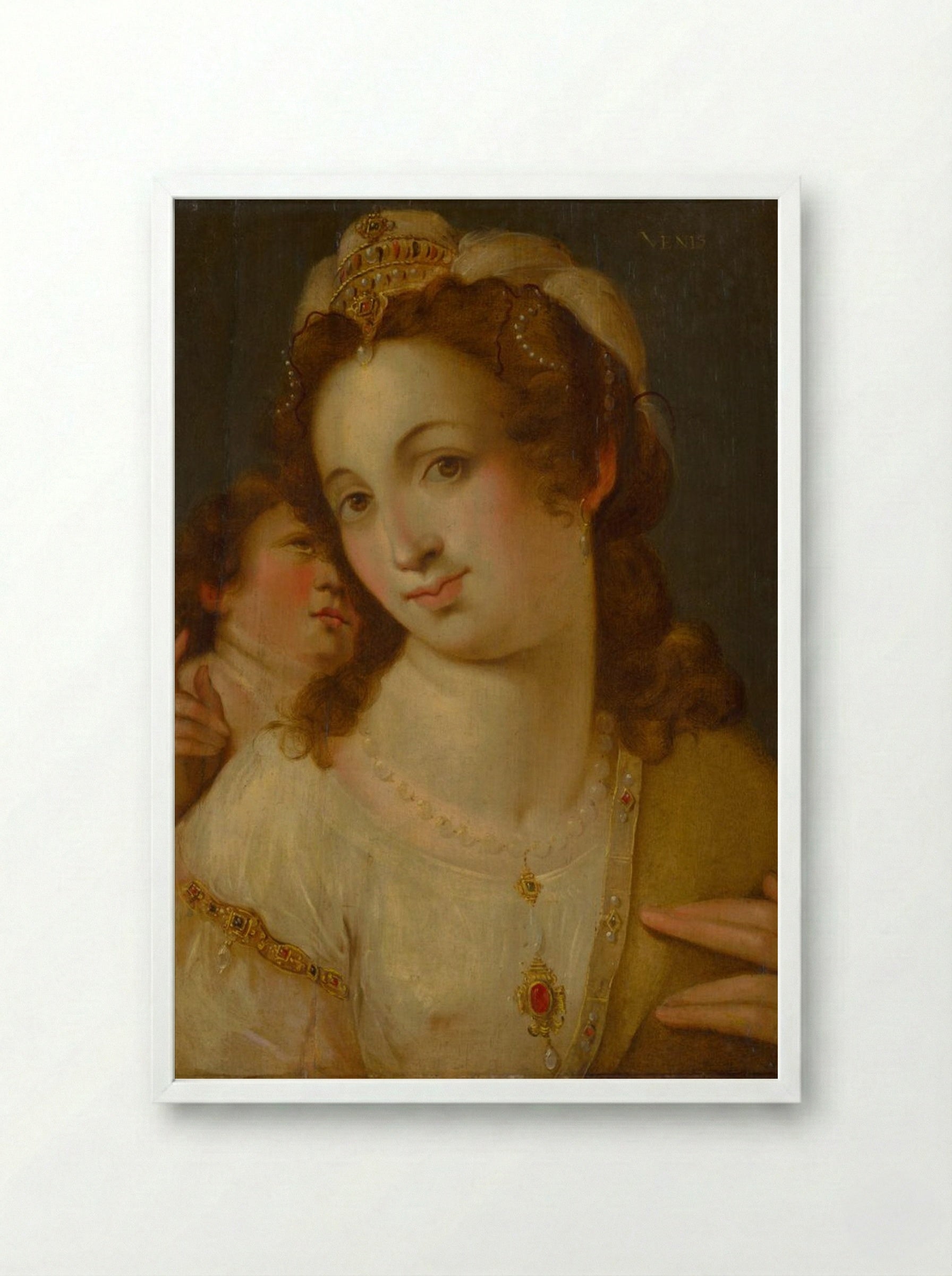 Venus and Cupid - Fine Art Print - Framed Print White