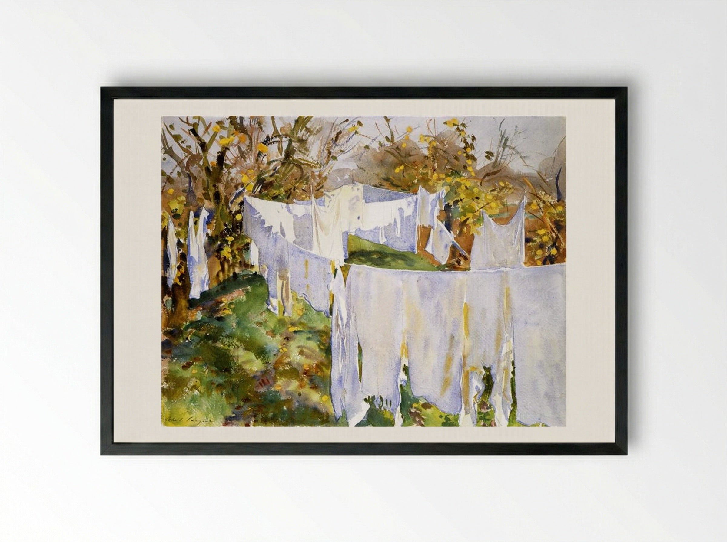 La Biancheria - John Singer Sargent - Framed Print Black