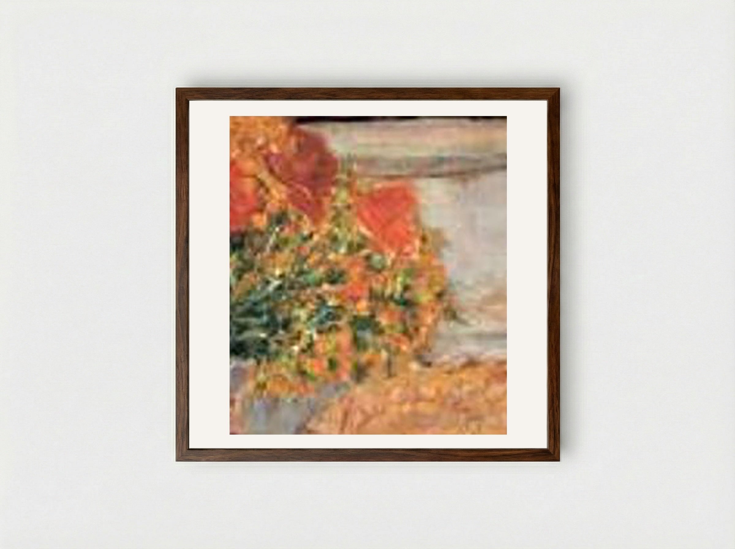 Toilet with a Bouquet of Red and Yellow Flowers - Pierre Bonnard - Framed Print Dark Wood