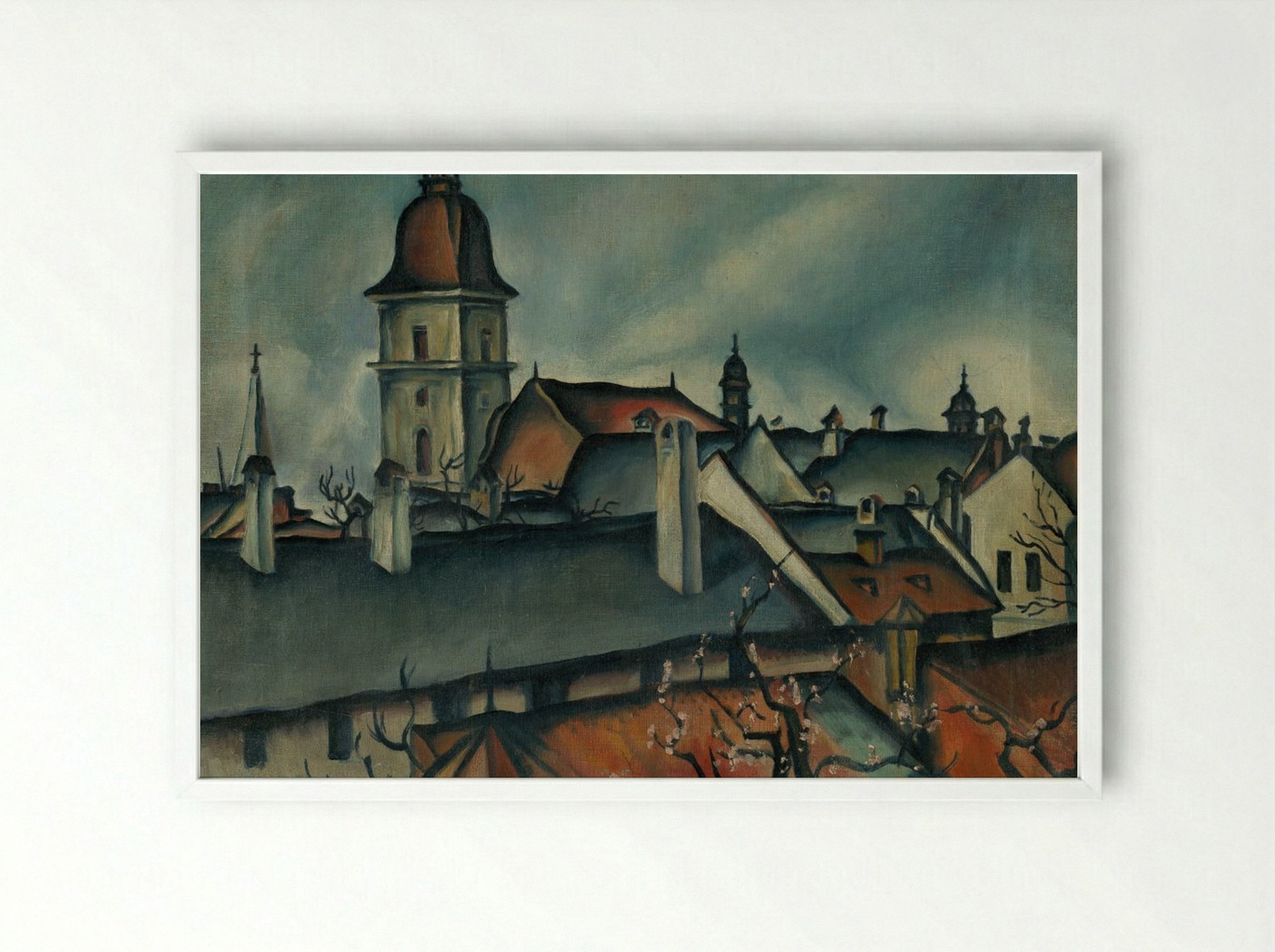 View of Kőszeg - Konstantin Bauer - Framed Print White
