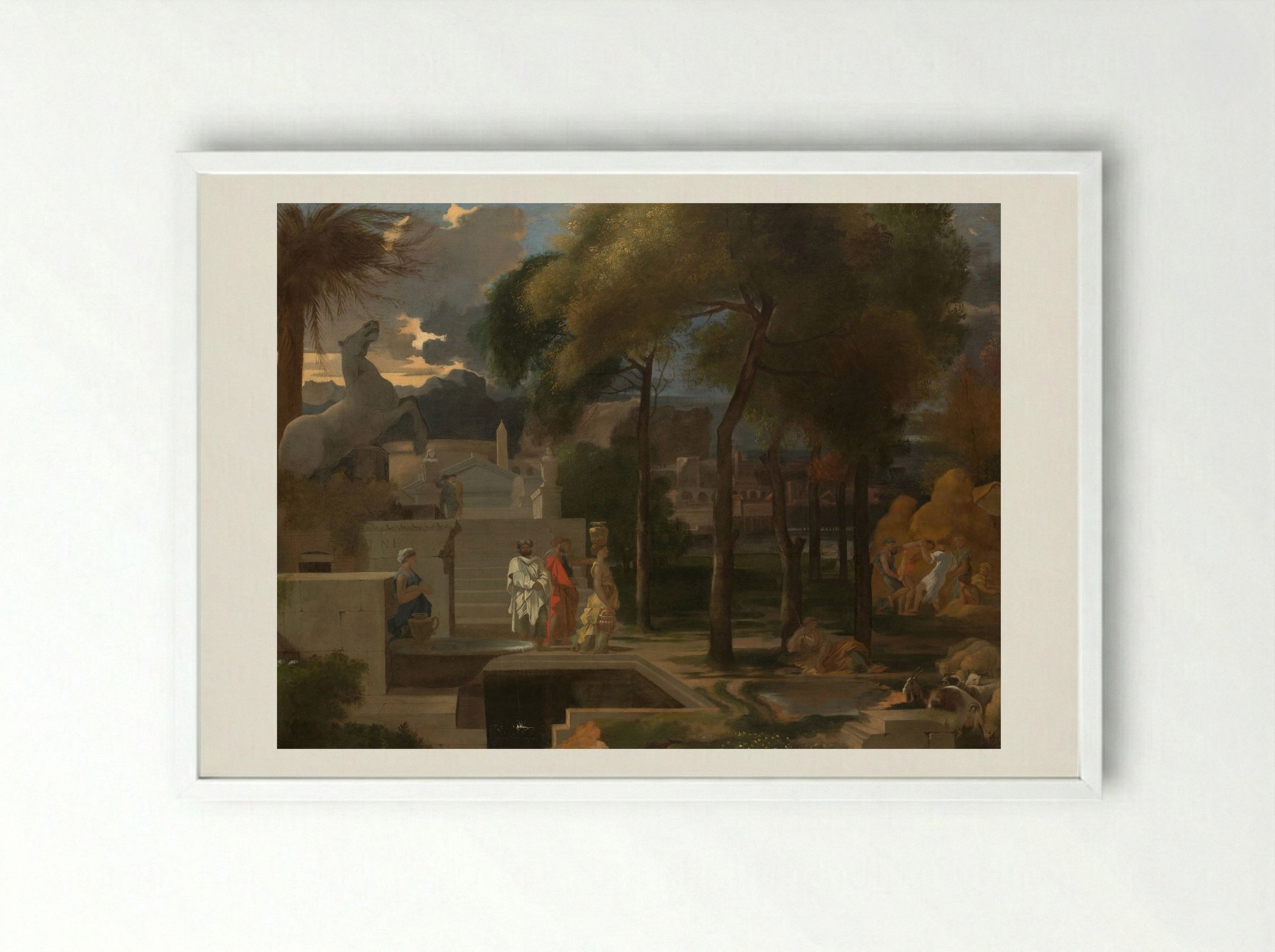 A Classical Landscape - Sébastien Bourdon - Framed Print White