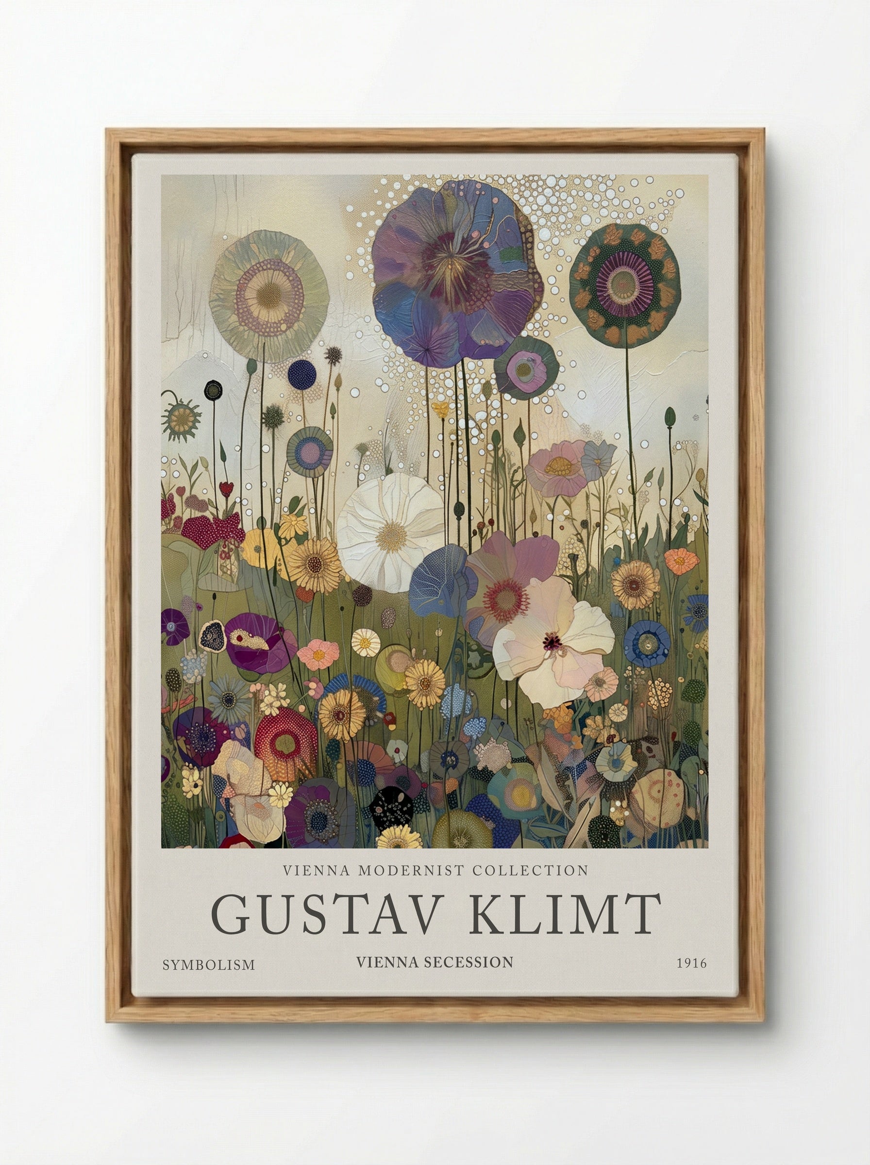 Golden Meadow Bloom – Gustav Klimt - Framed Canvas Wood