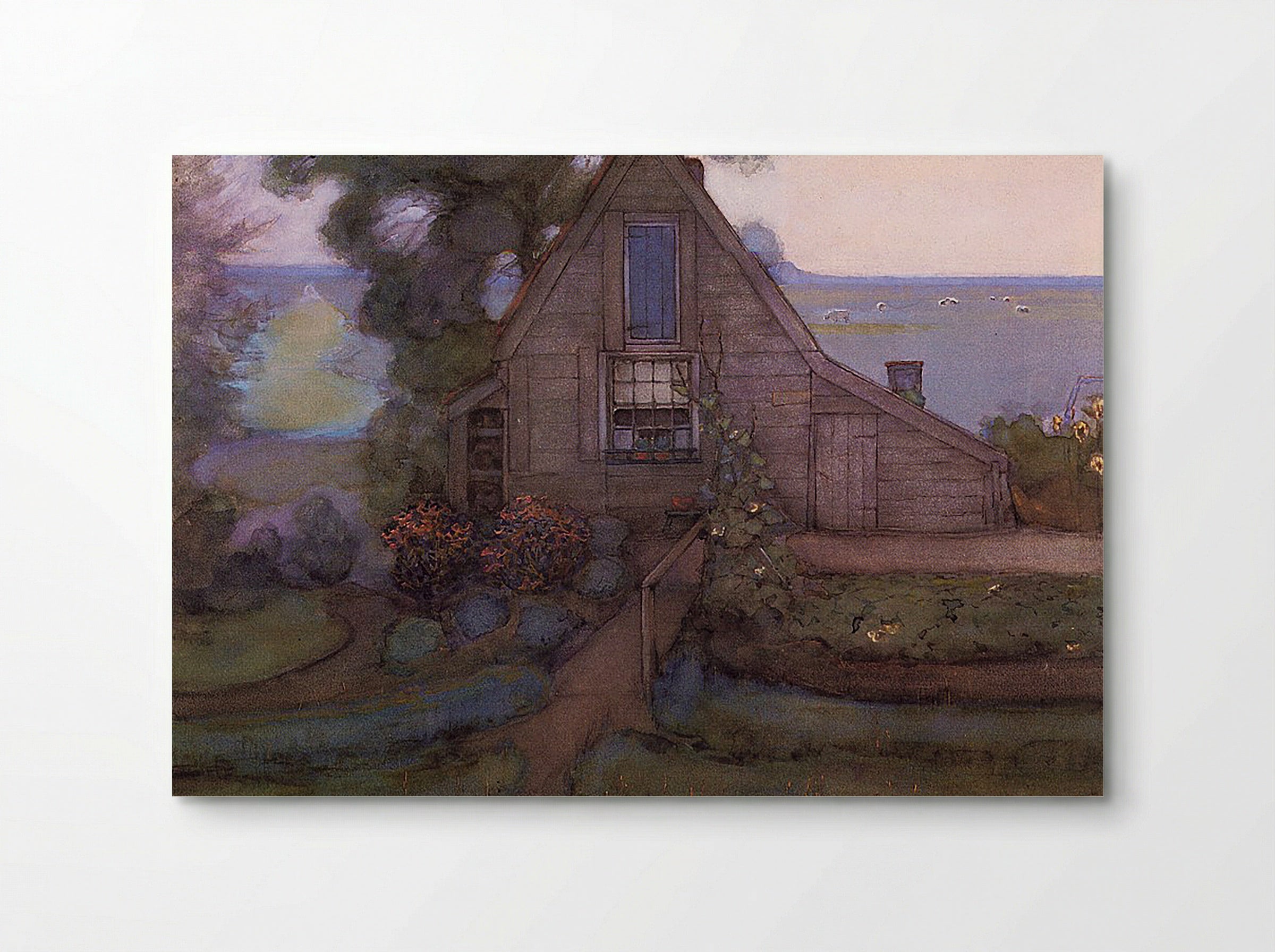 Farmhouse with Polder in Blue - Piet Mondrian - Poster