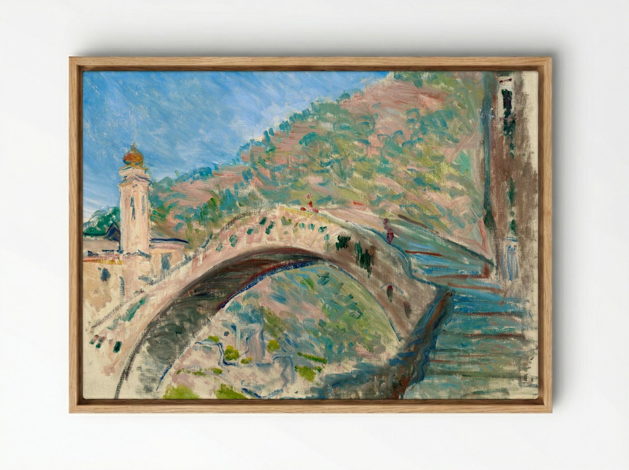The Bridge at Dolceacqua - Claude Monet - Framed Canvas Wood