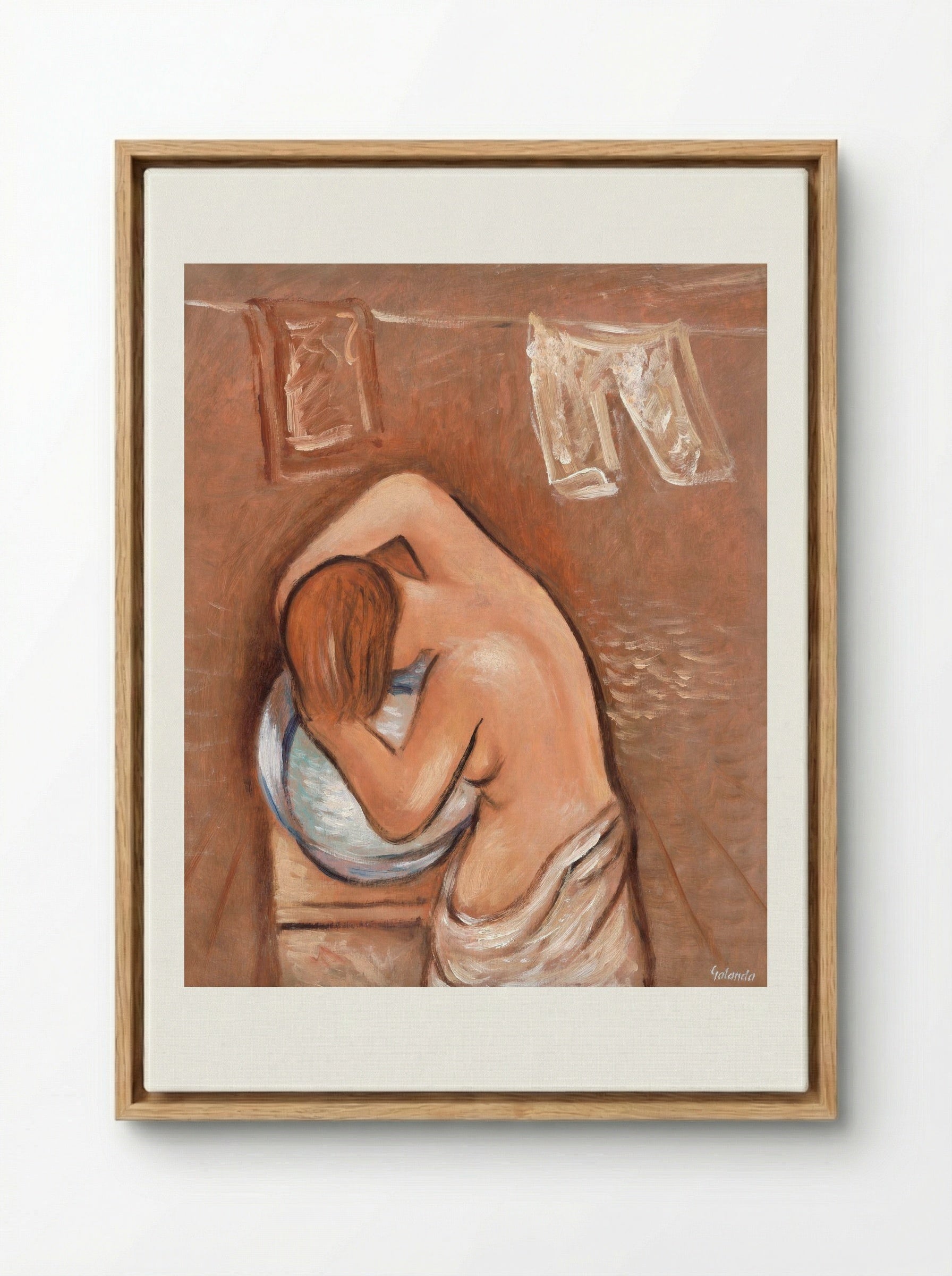 Washing Hair - Mikuláš Galanda - Framed Canvas Wood