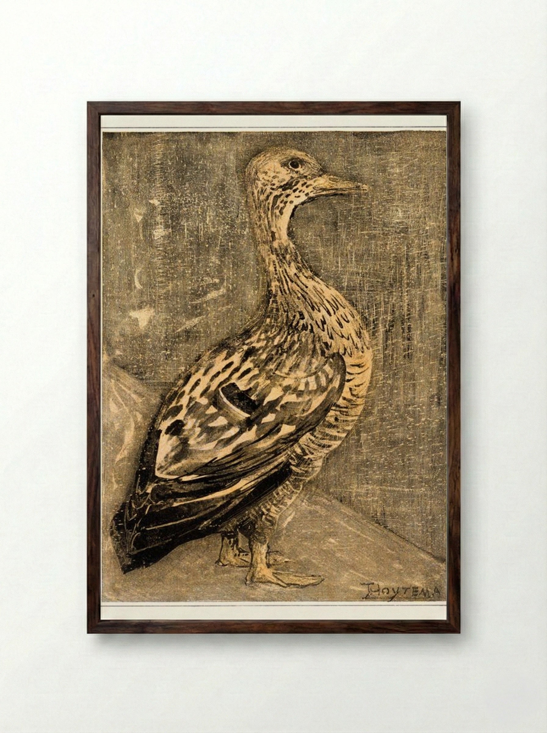 Standing Duck - Theo van Hoytema - Framed Print Dark Wood