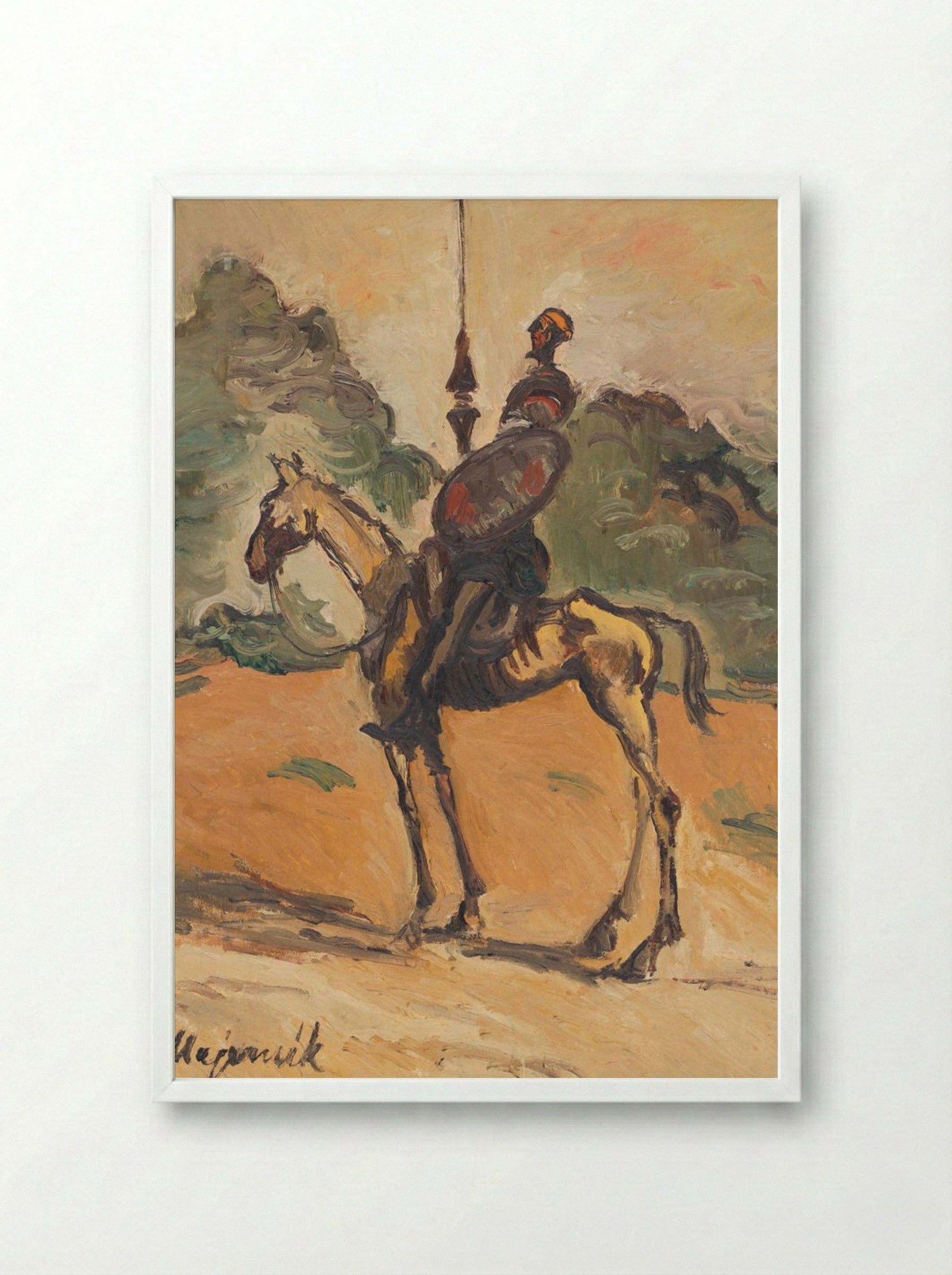 Don Quixote - Cyprián Majerník - Framed Print White