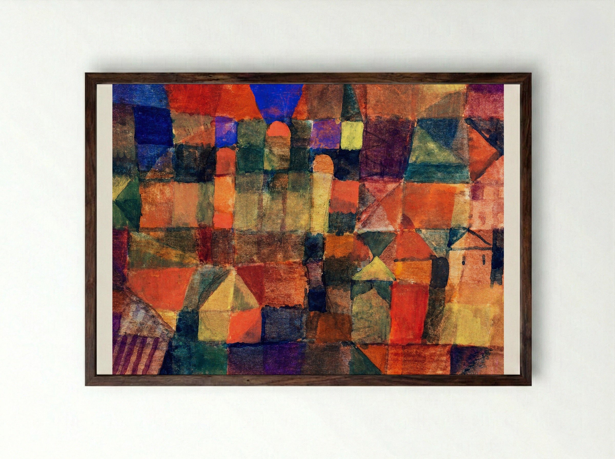 City with the Three Domes - Paul Klee - Framed Print Dark Wood