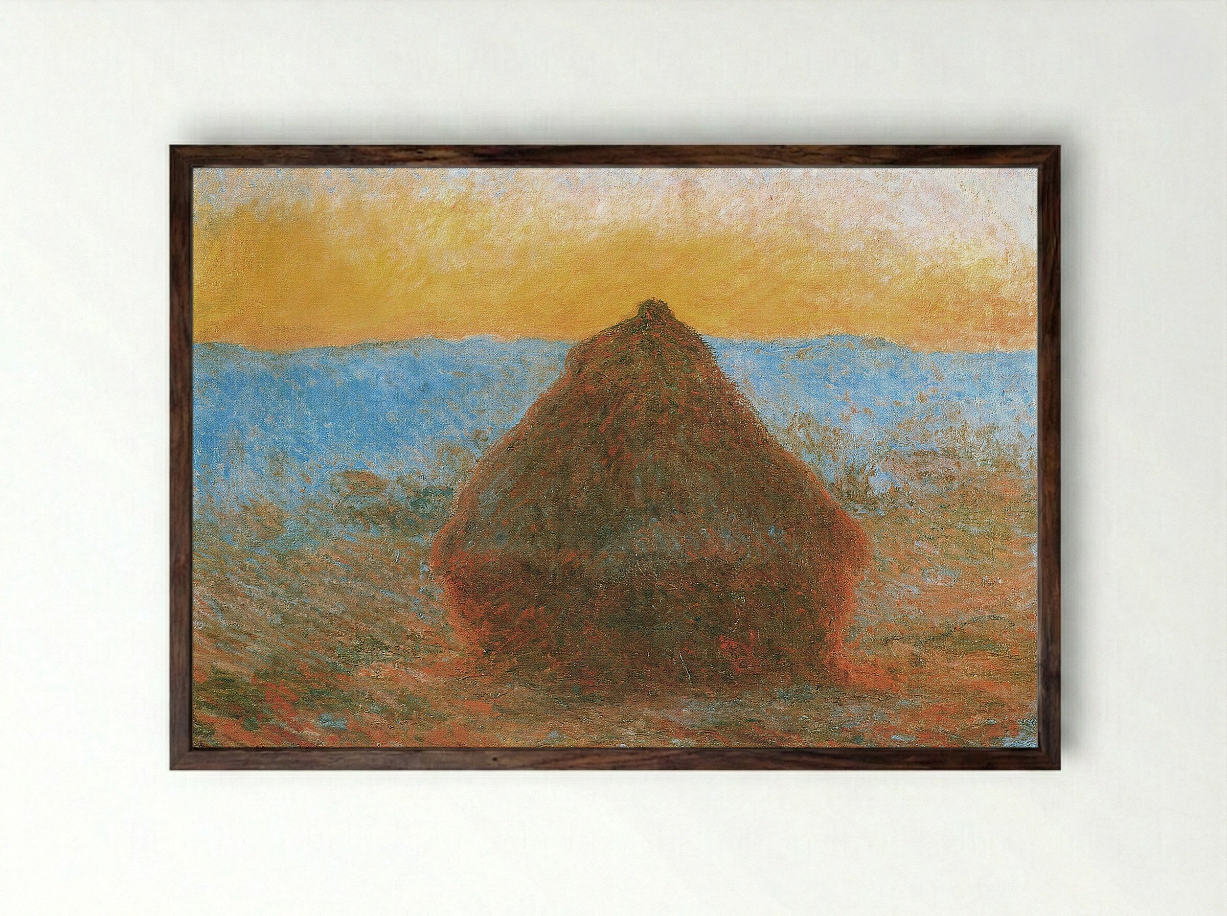 Grainstack, Sunset - Claude Monet - Framed Print Dark Wood