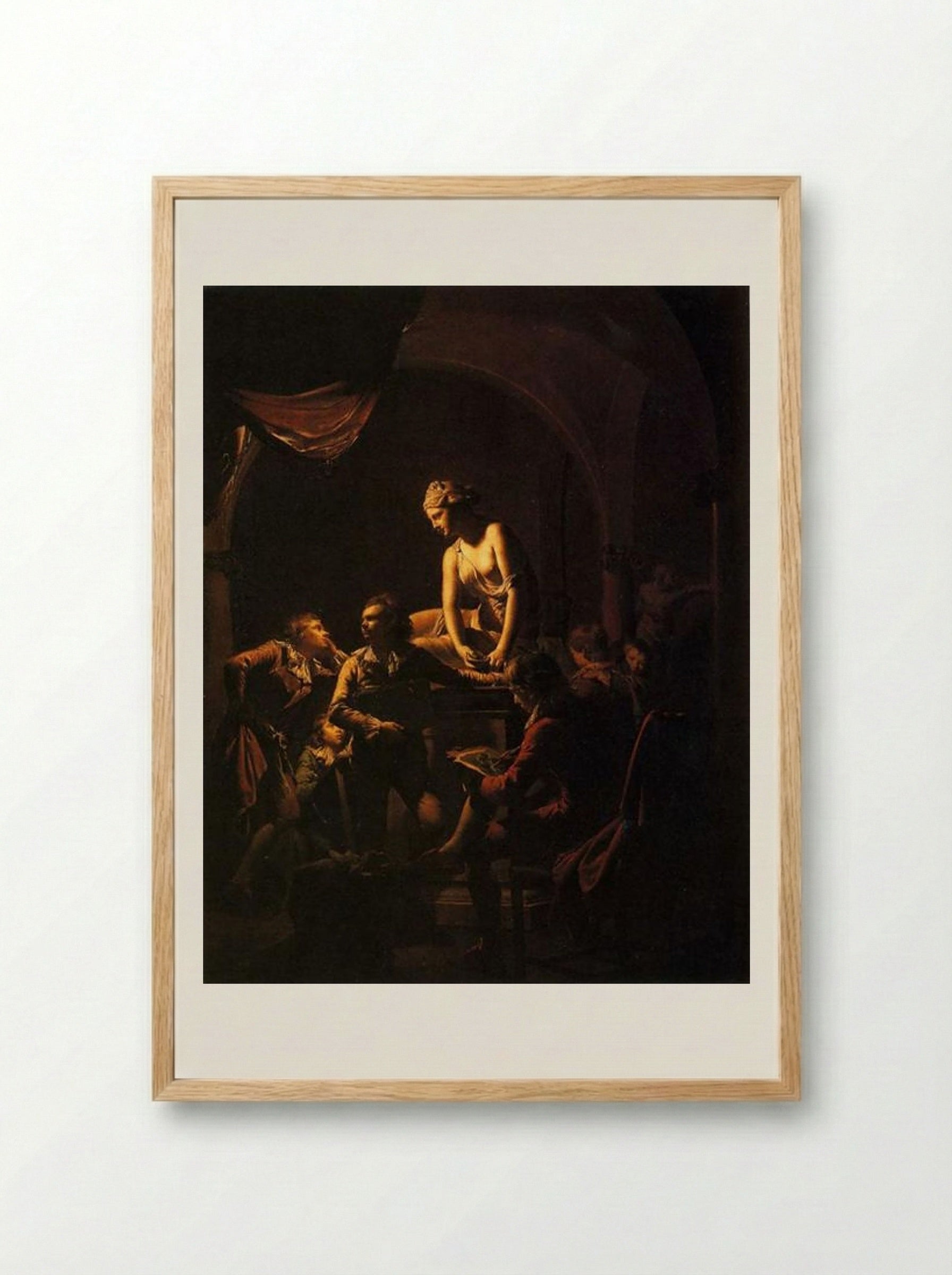 An Academy by Lamplight - Joseph Wright - Framed Print Wood