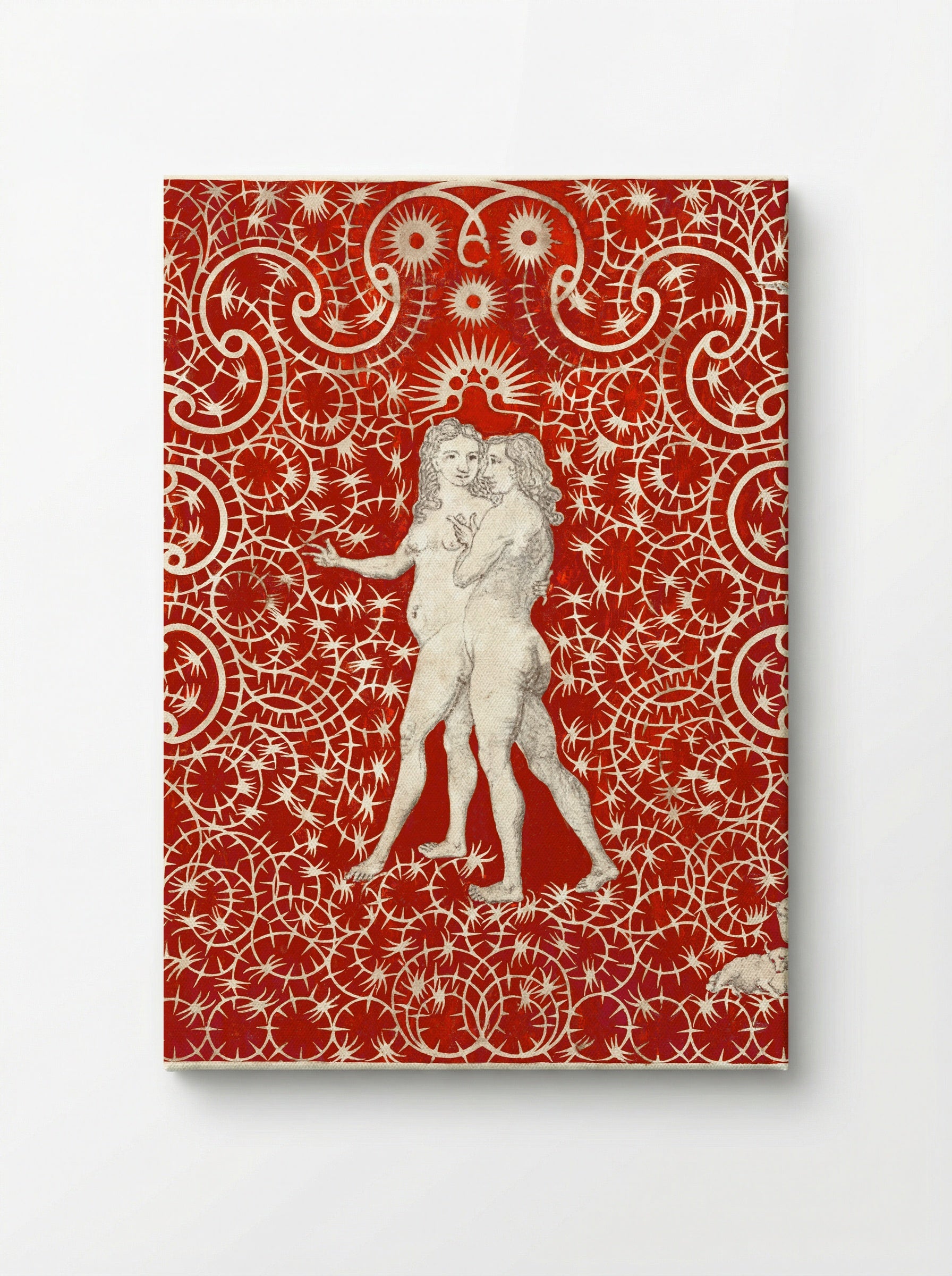 Adam and Eve in the Garden with a Pair of Sheep and a Pair of Doves - British 18th Century - Canvas