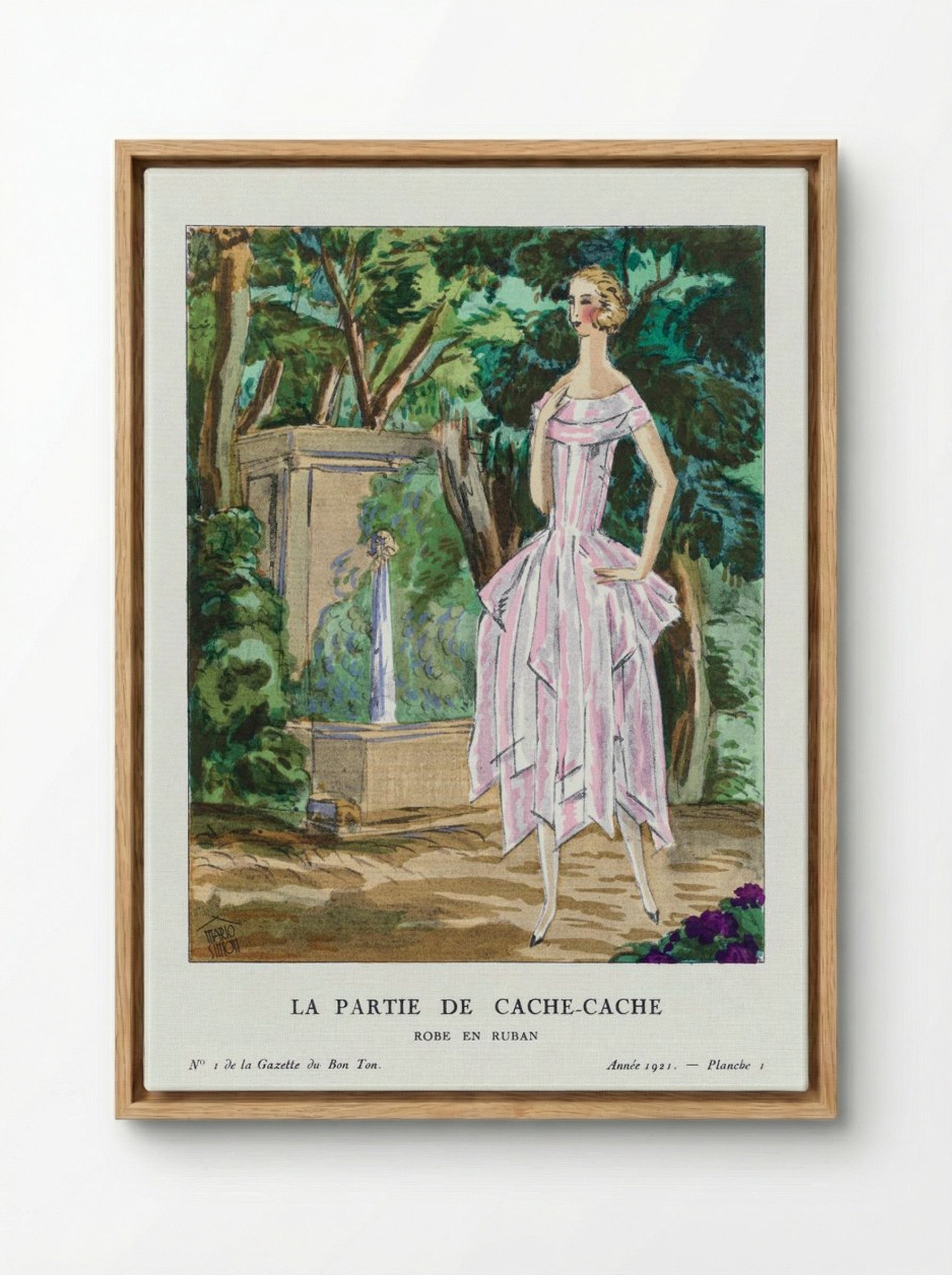 La Partie de Cache-Cache (Robe en Ruban) - Mario Simon - Framed Canvas Wood