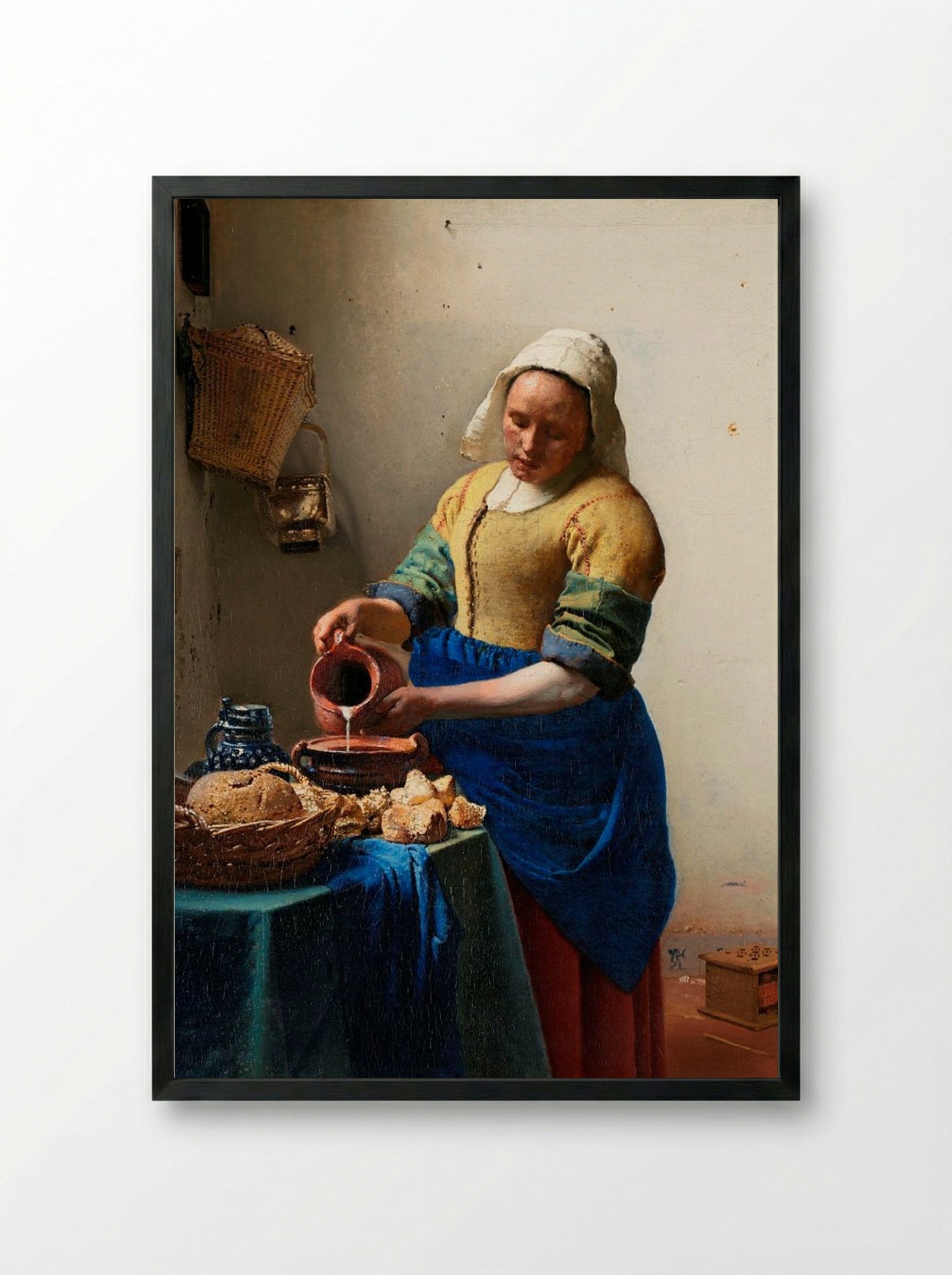 The Milkmaid - Johannes Vermeer - Framed Print Black
