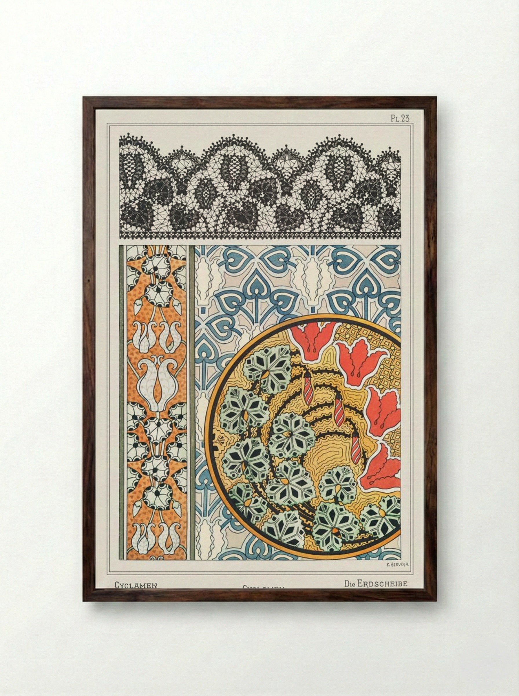 Cyclamen, Plate 23 from La Plante et ses Applications ornementales - Maurice Pillard Verneuil - Framed Print Dark Wood