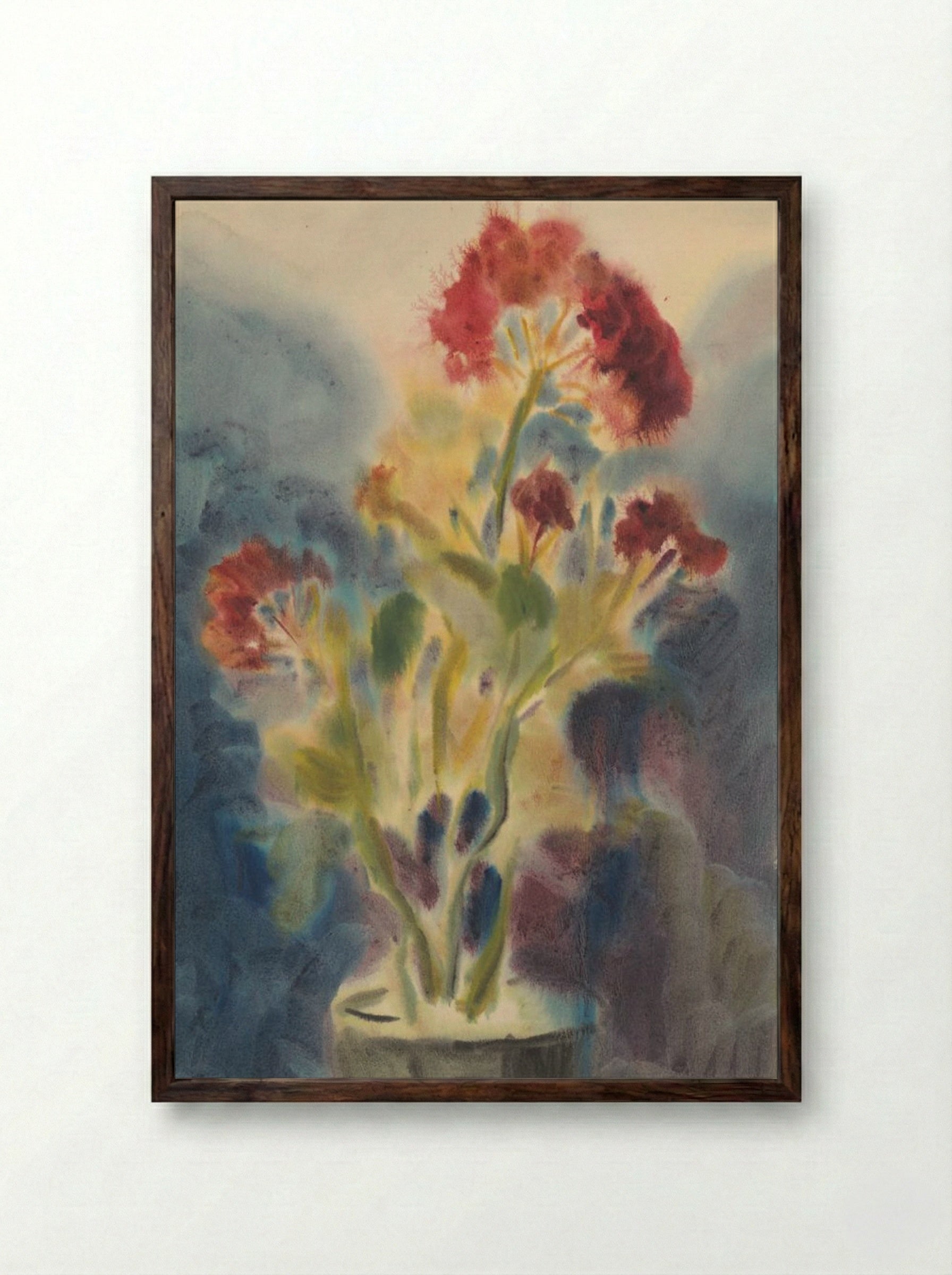Red Flowers in Vase - Zolo Palugyay - Framed Print Dark Wood