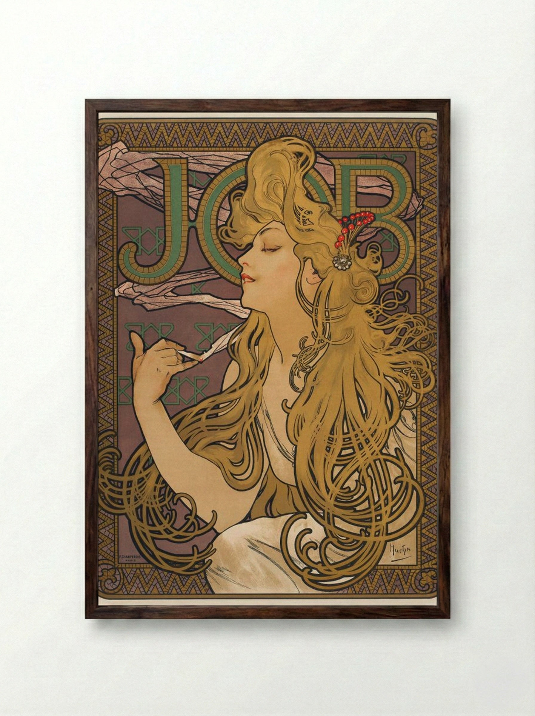 Job - Alphonse Mucha - Framed Print Dark Wood