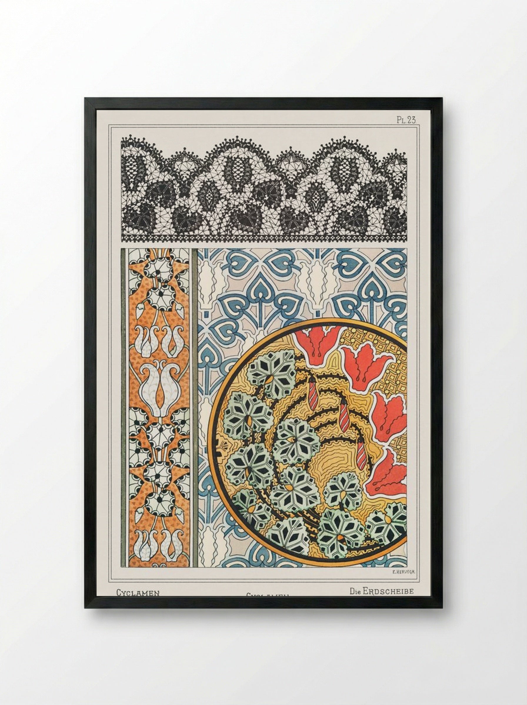 Cyclamen, Plate 23 from La Plante et ses Applications ornementales - Maurice Pillard Verneuil - Framed Print Black