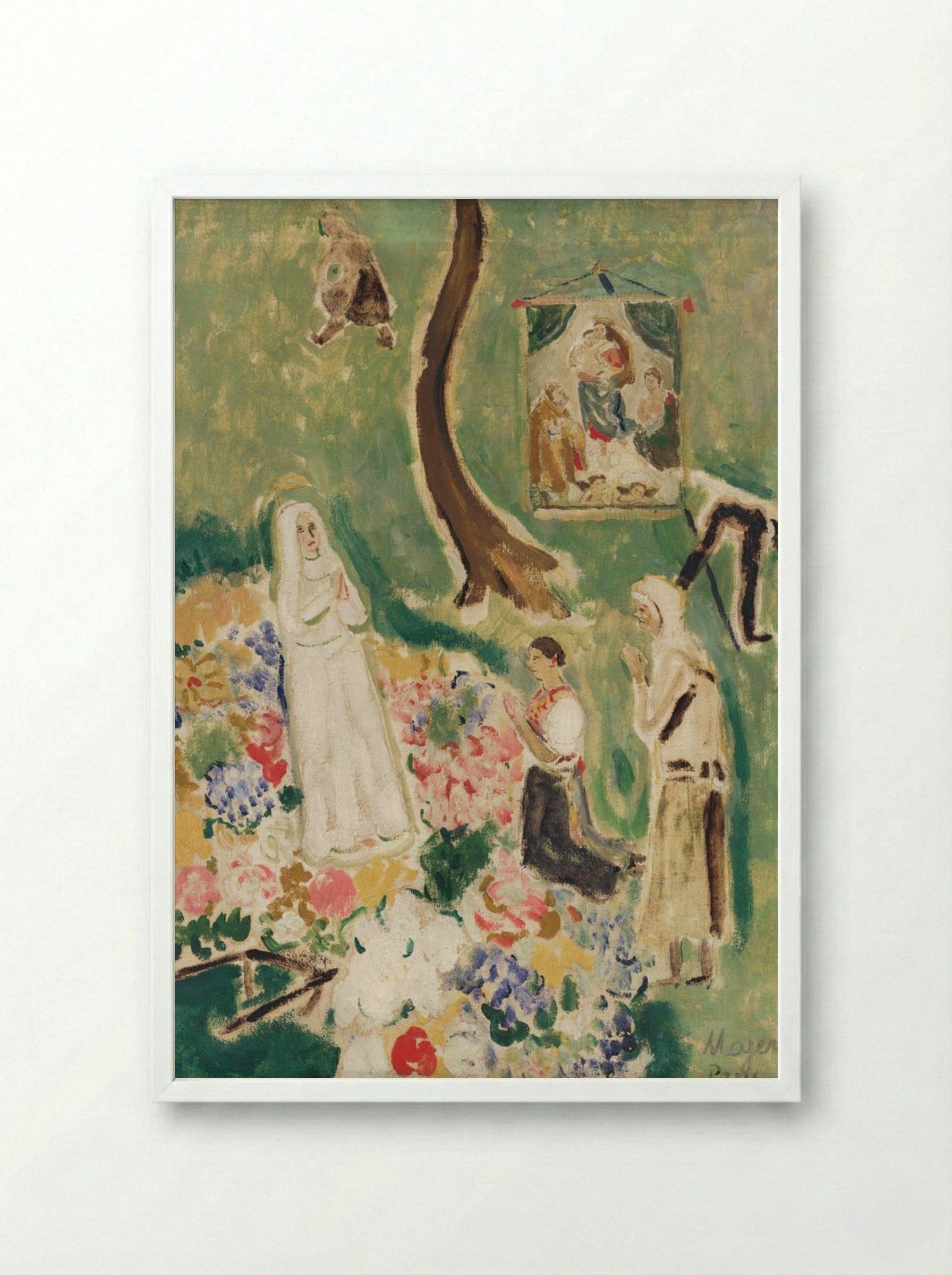 Two Madonnas - Cyprián Majerník - Framed Print White