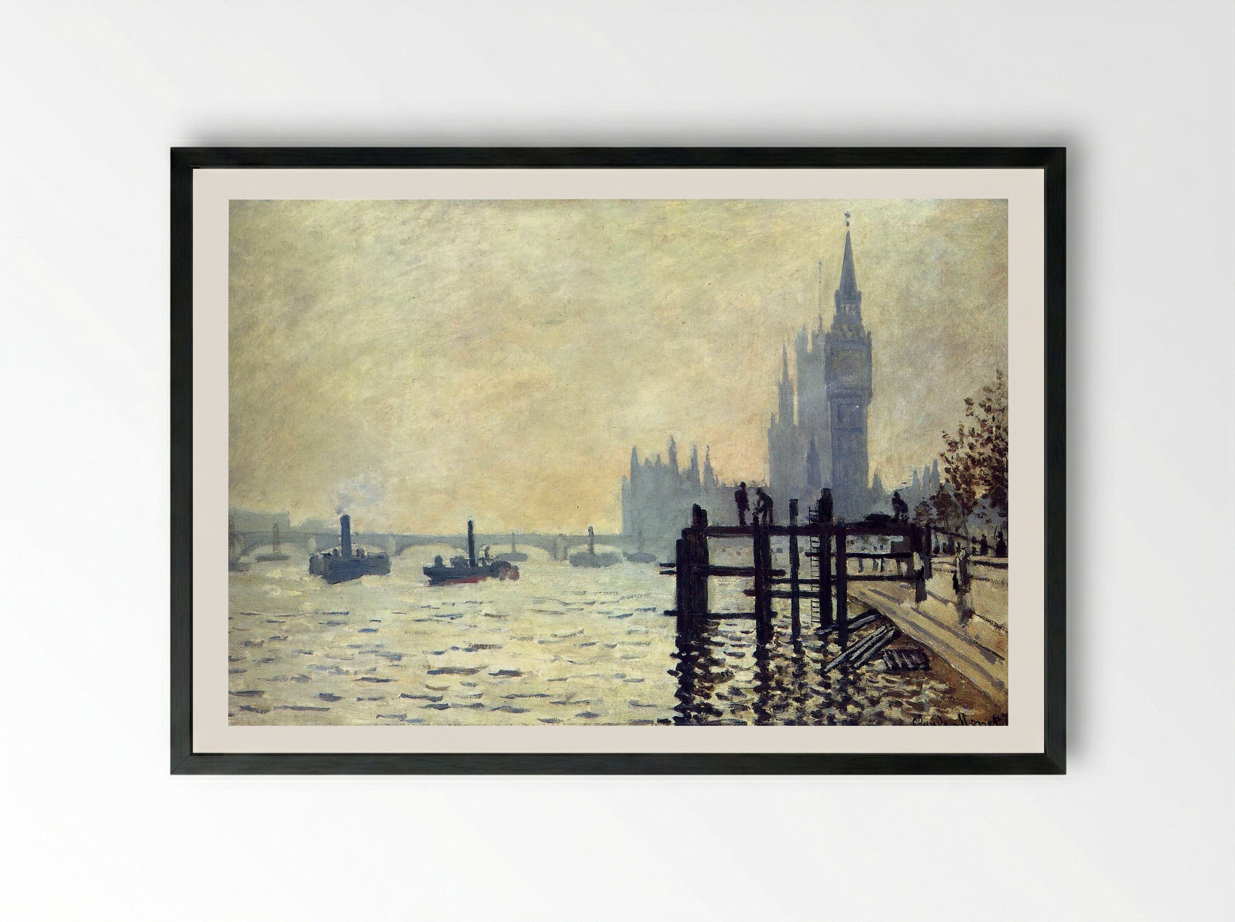 The Thames below Westminster - Claude Monet - Framed Print Black