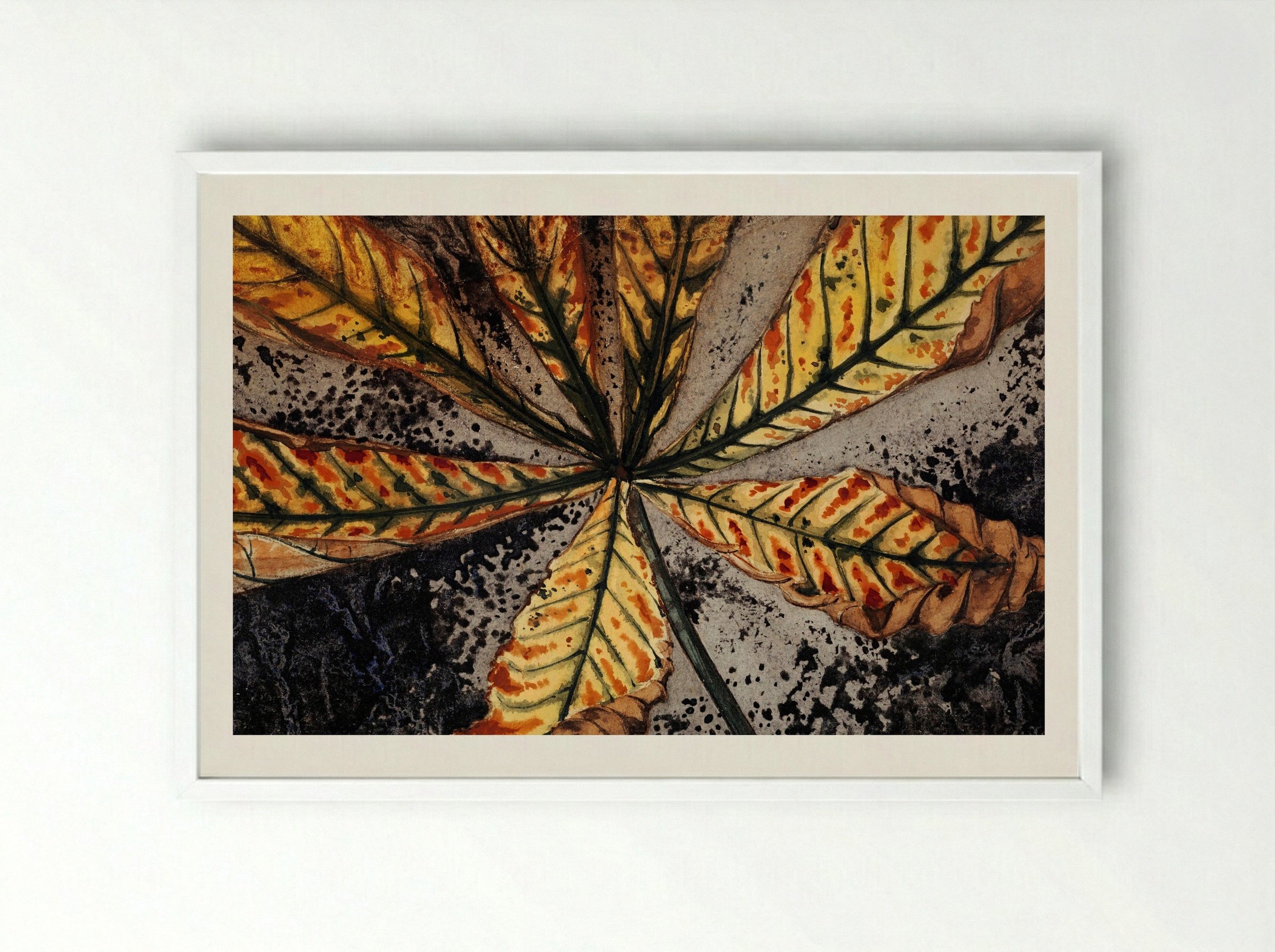 Chestnut Leaf - Julie de Graag - Framed Print White