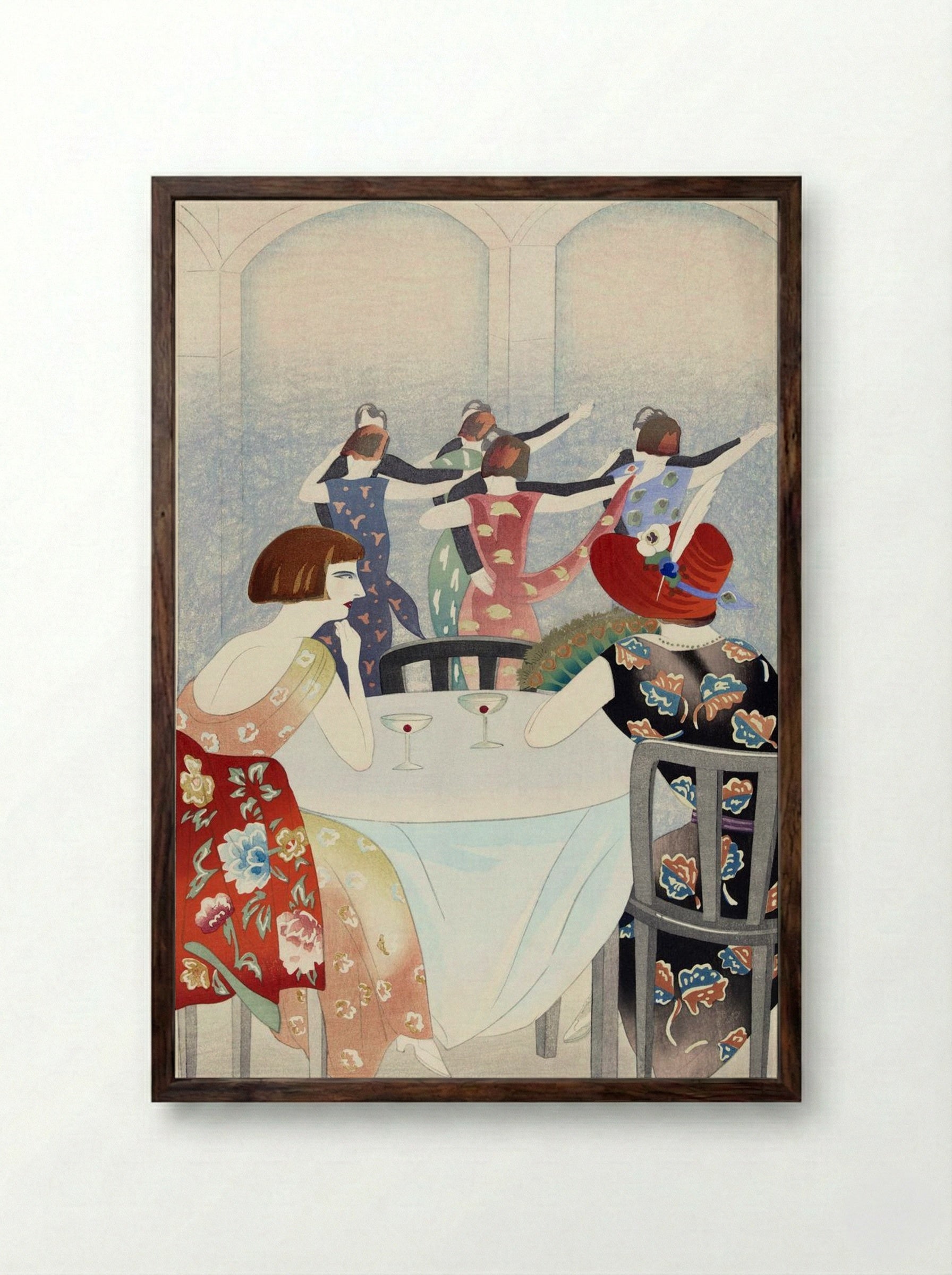 Dance Salon at the New Carlton Hotel, Shanghai - Yamamura Toyonari - Framed Print Dark Wood