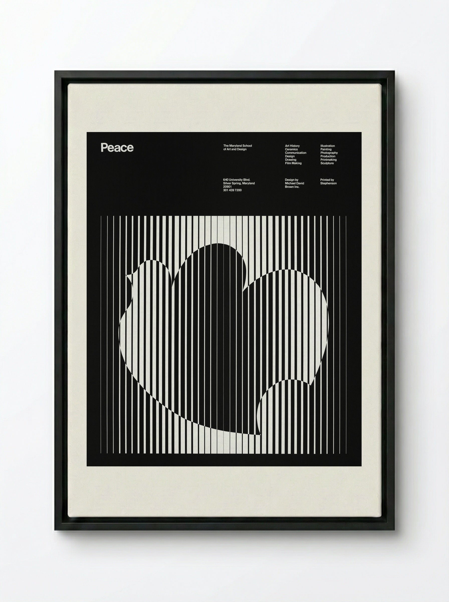 Peace (Maryland School of Art and Design Poster) - Michael David Brown - Framed Canvas Black
