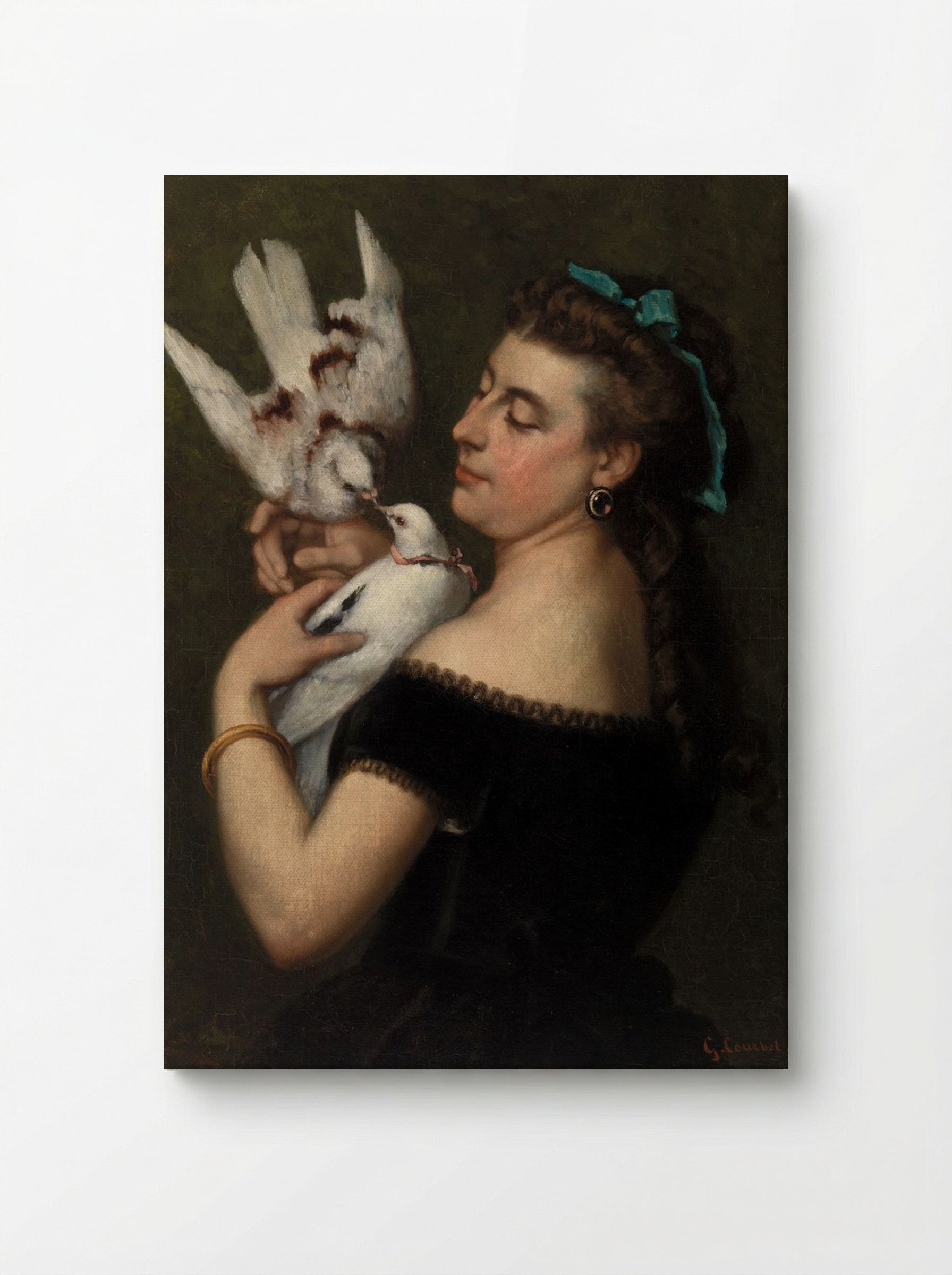 Woman with Pigeons - Gustave Courbet - Canvas
