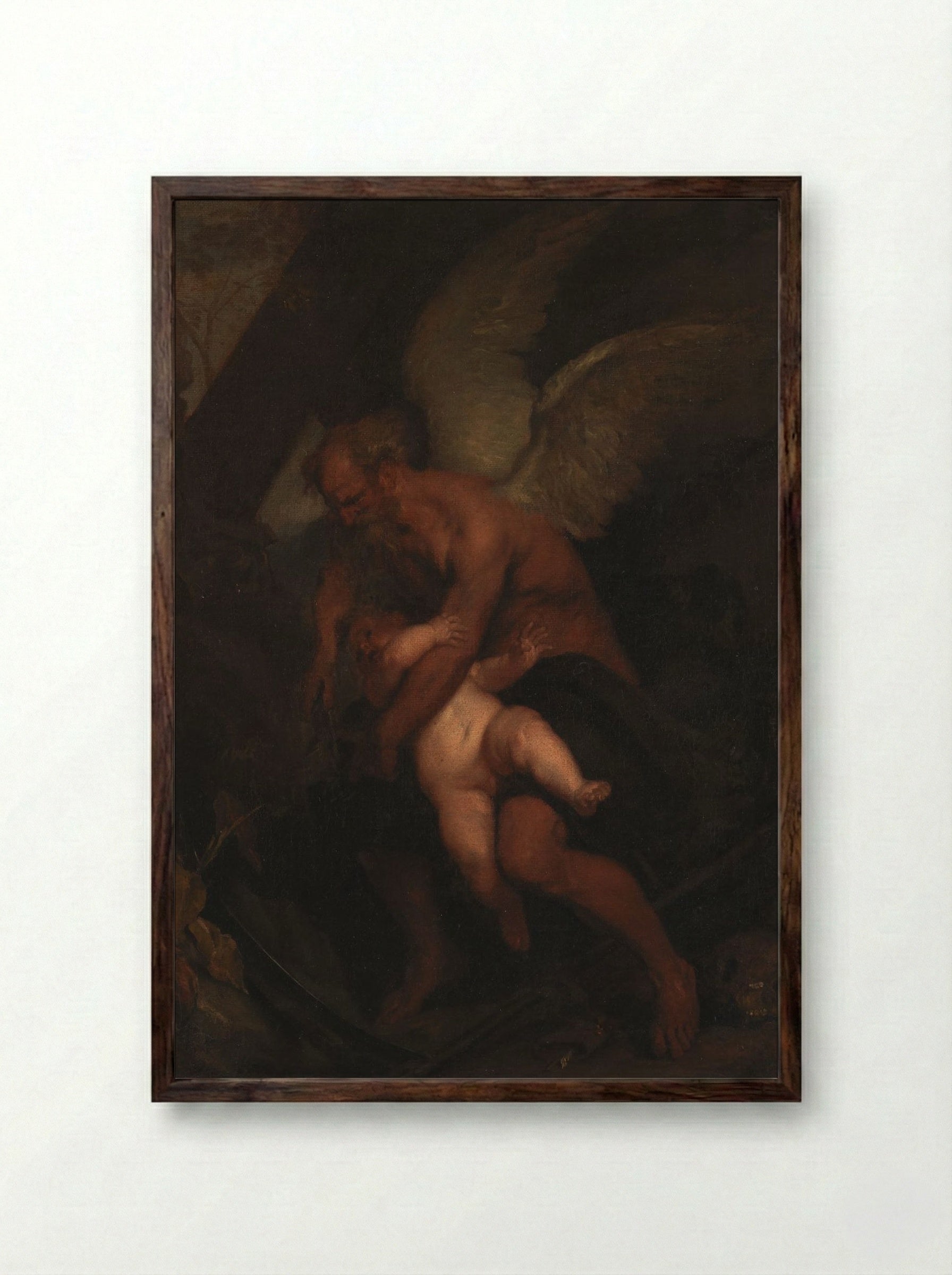The Time that Clips Cupid's Wings - Caspar Netscher - Framed Print Dark Wood