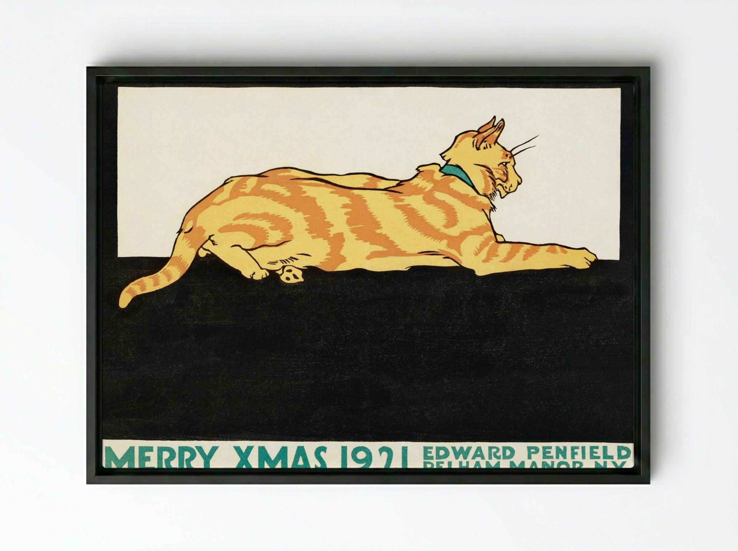 Merry Xmas 1921 - Edward Penfield - Framed Canvas Black