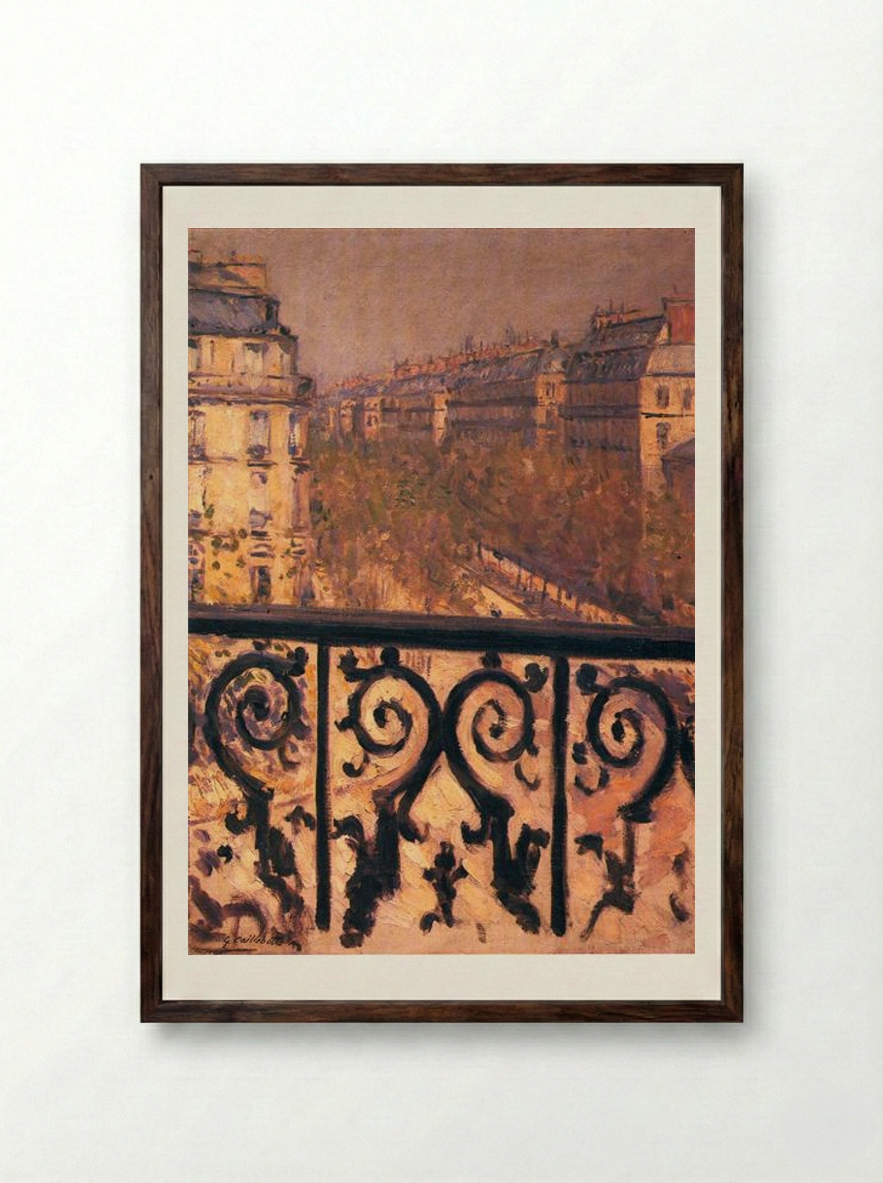 A Balcony in Paris - Gustave Caillebotte - Framed Print Dark Wood