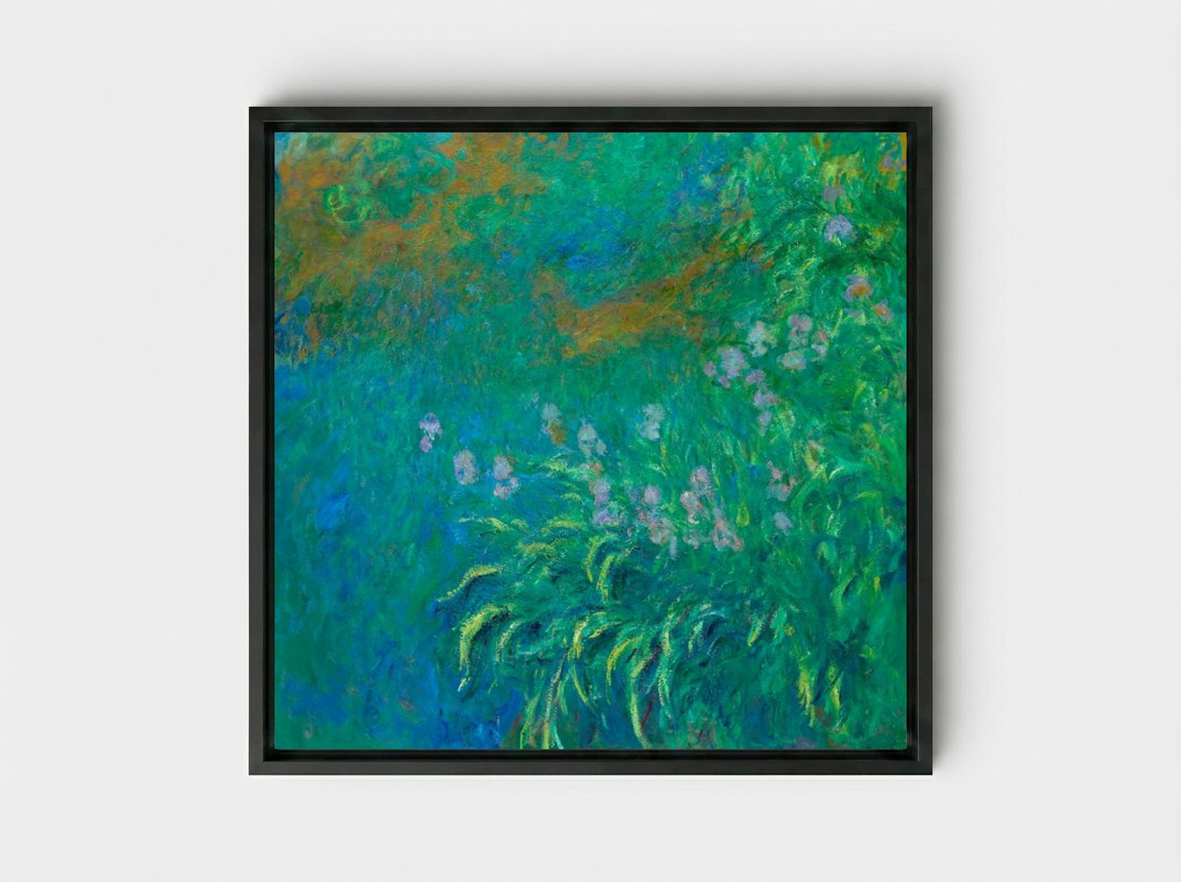 Irises - Claude Monet - Framed Canvas Black