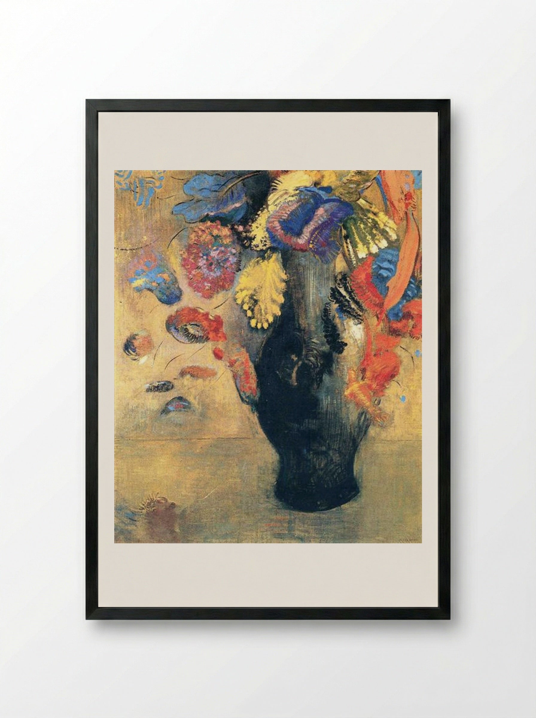Flowers - Odilon Redon - Framed Print Black