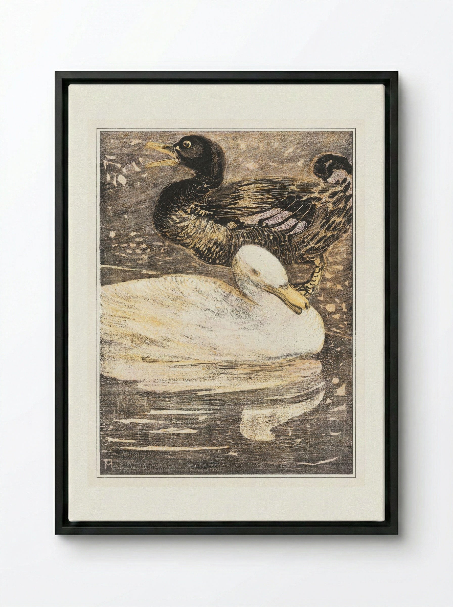 Two Ducks - Theo van Hoytema - Framed Canvas Black