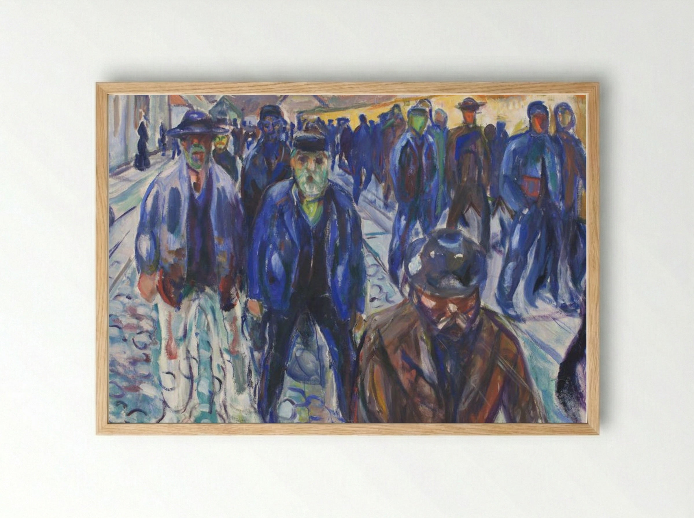 Workers on Their Way Home - Edvard Munch - Framed Print Wood