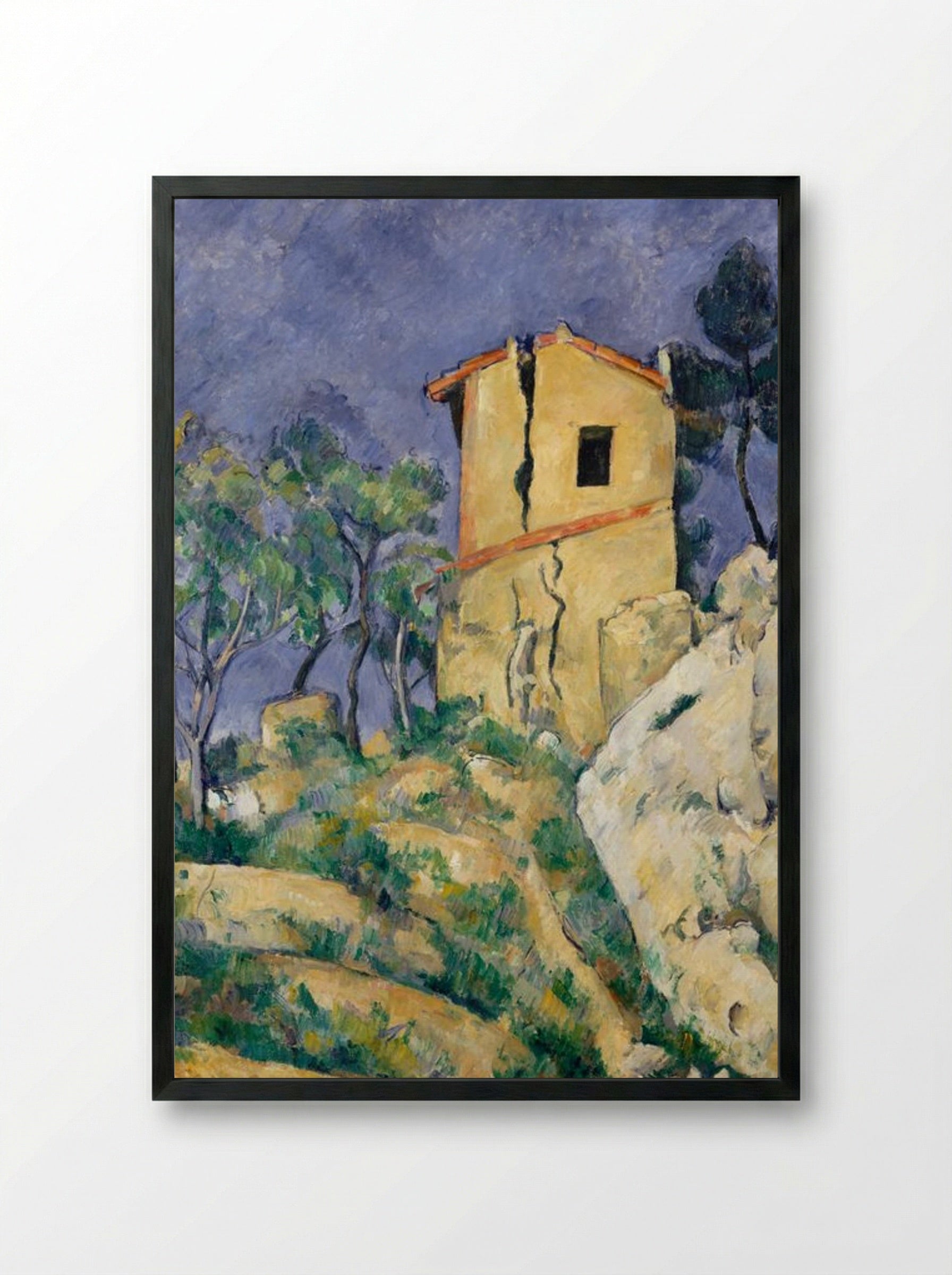 The House with the Cracked Walls - Paul Cézanne - Framed Print Black